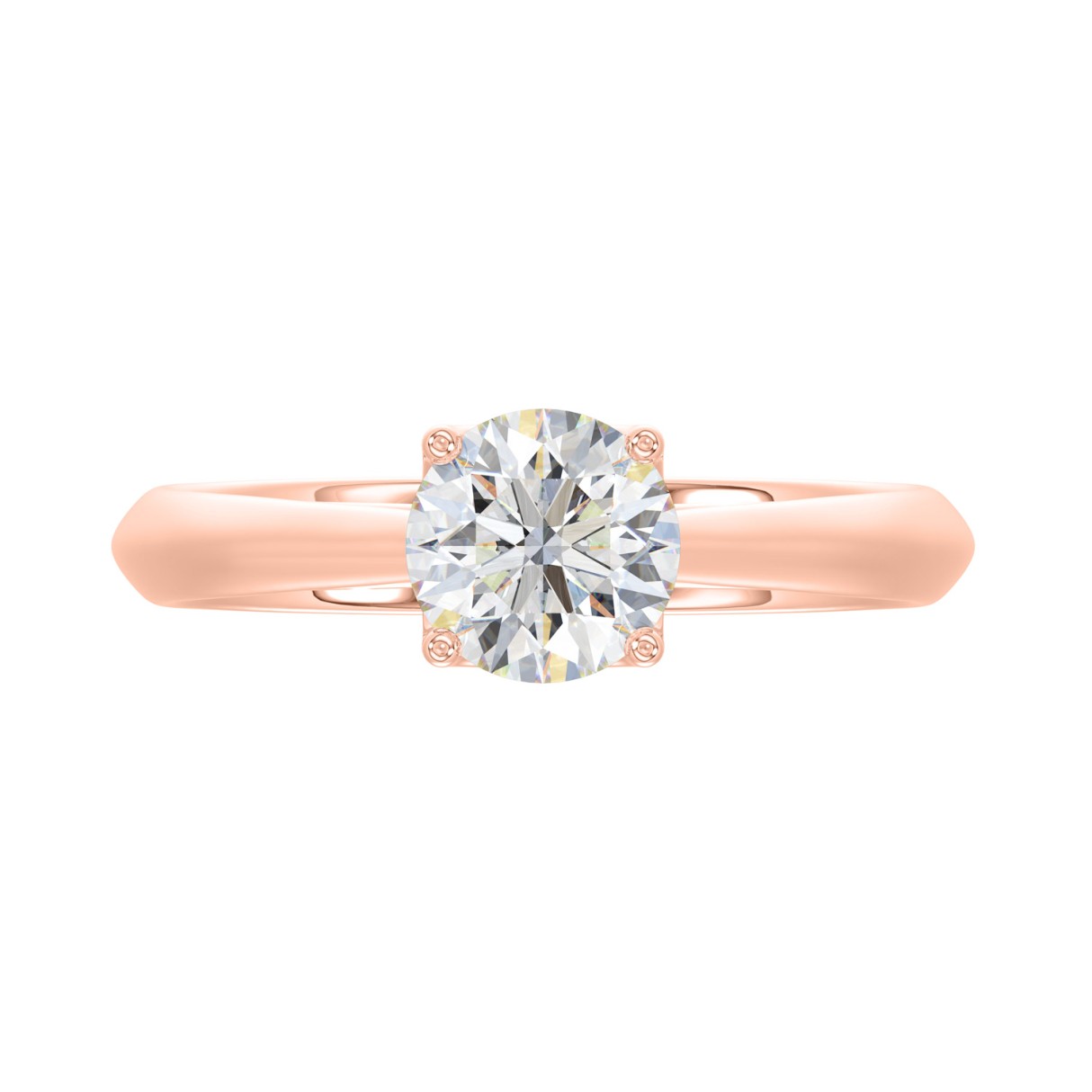 LADIES SOLITAIRE RING 1CT ROUND DIAMOND 14K ROSE GOLD