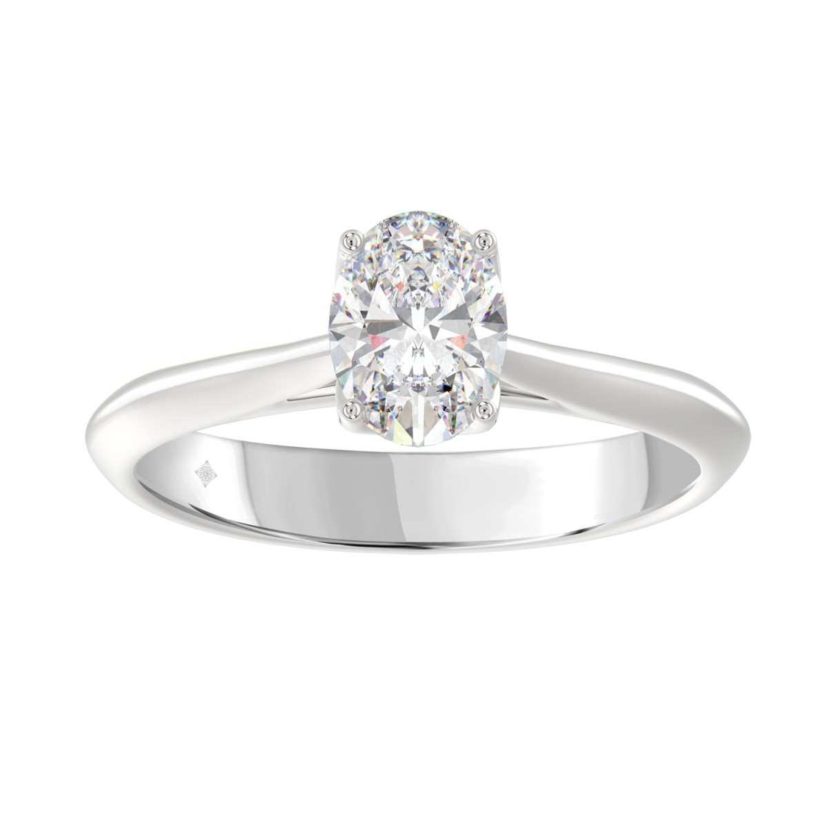 LADIES SOLITAIRE RING 1CT OVAL DIAMOND 14K WHITE G...