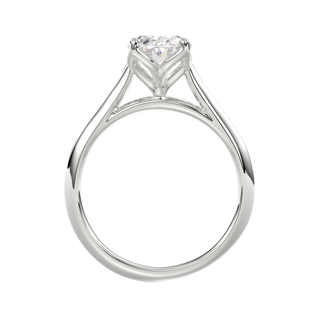 LADIES SOLITAIRE RING 1CT OVAL DIAMOND 14K WHITE GOLD