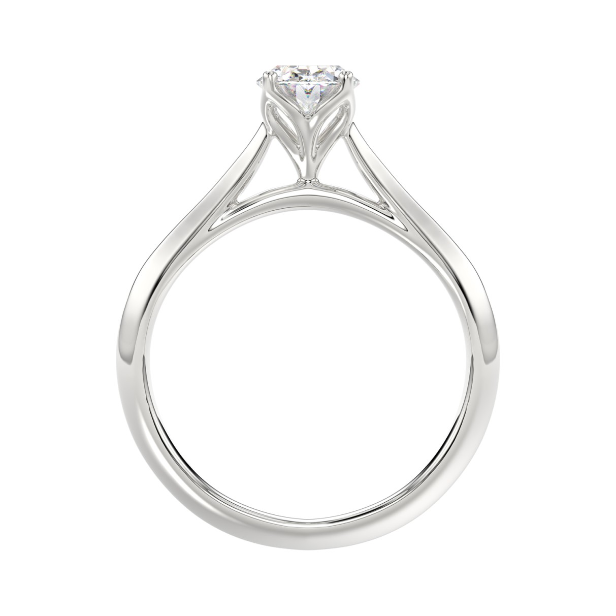 LADIES SOLITAIRE RING 1CT OVAL DIAMOND 14K WHITE GOLD