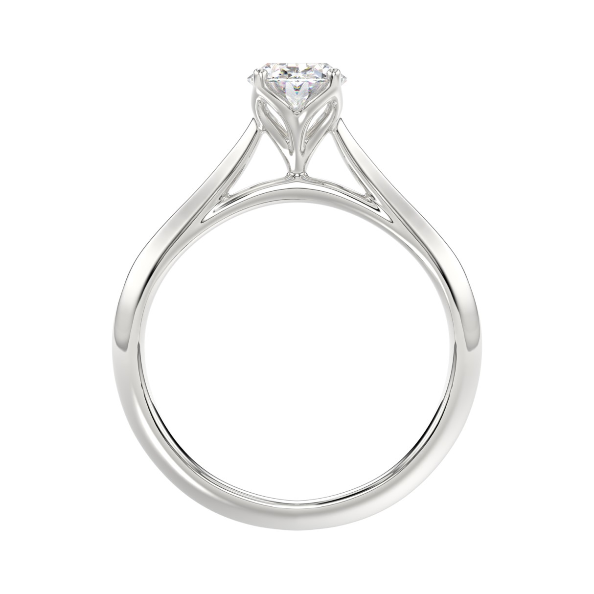 LADIES SOLITAIRE RING 1CT OVAL DIAMOND 14K WHITE GOLD