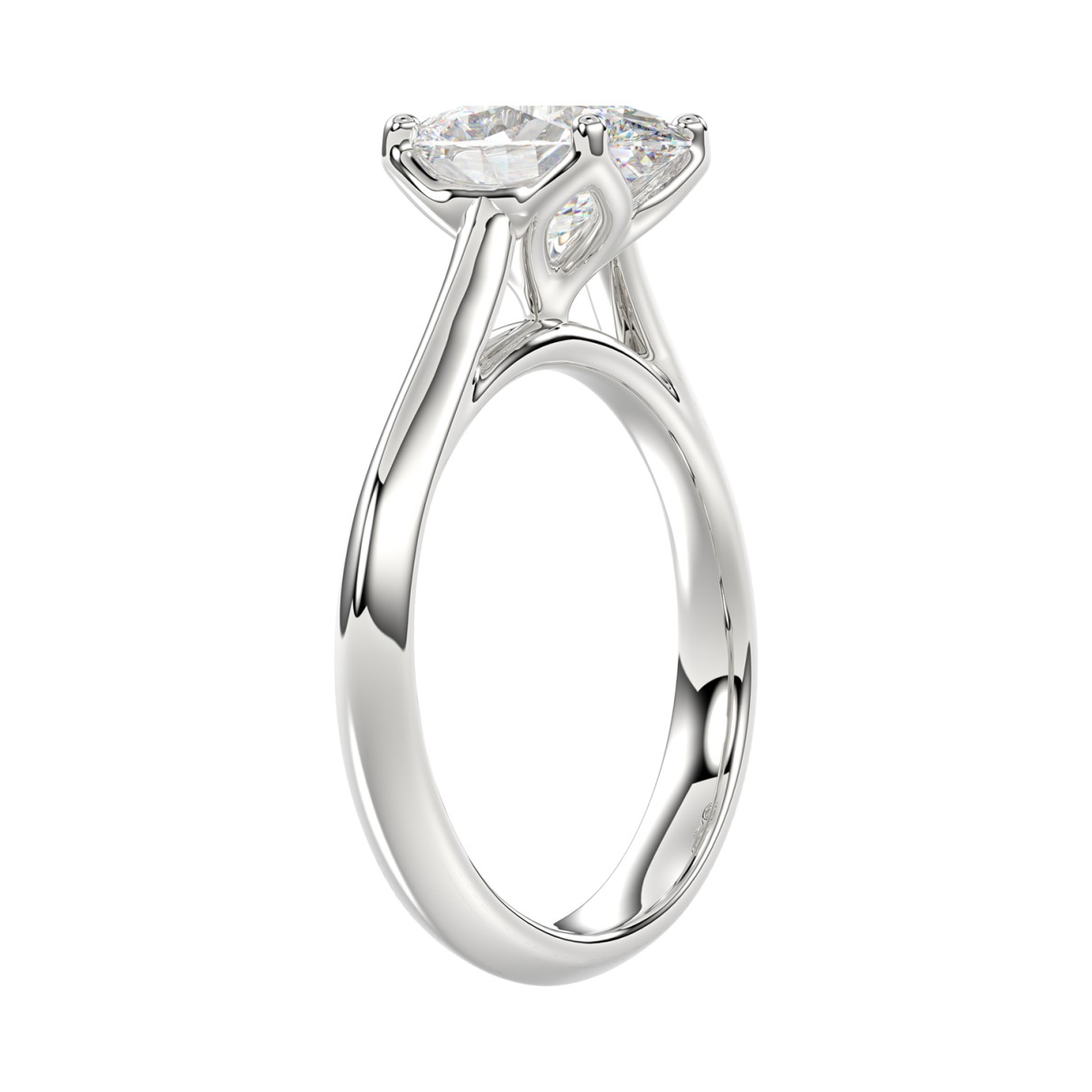 LADIES SOLITAIRE RING 1CT OVAL DIAMOND 14K WHITE GOLD