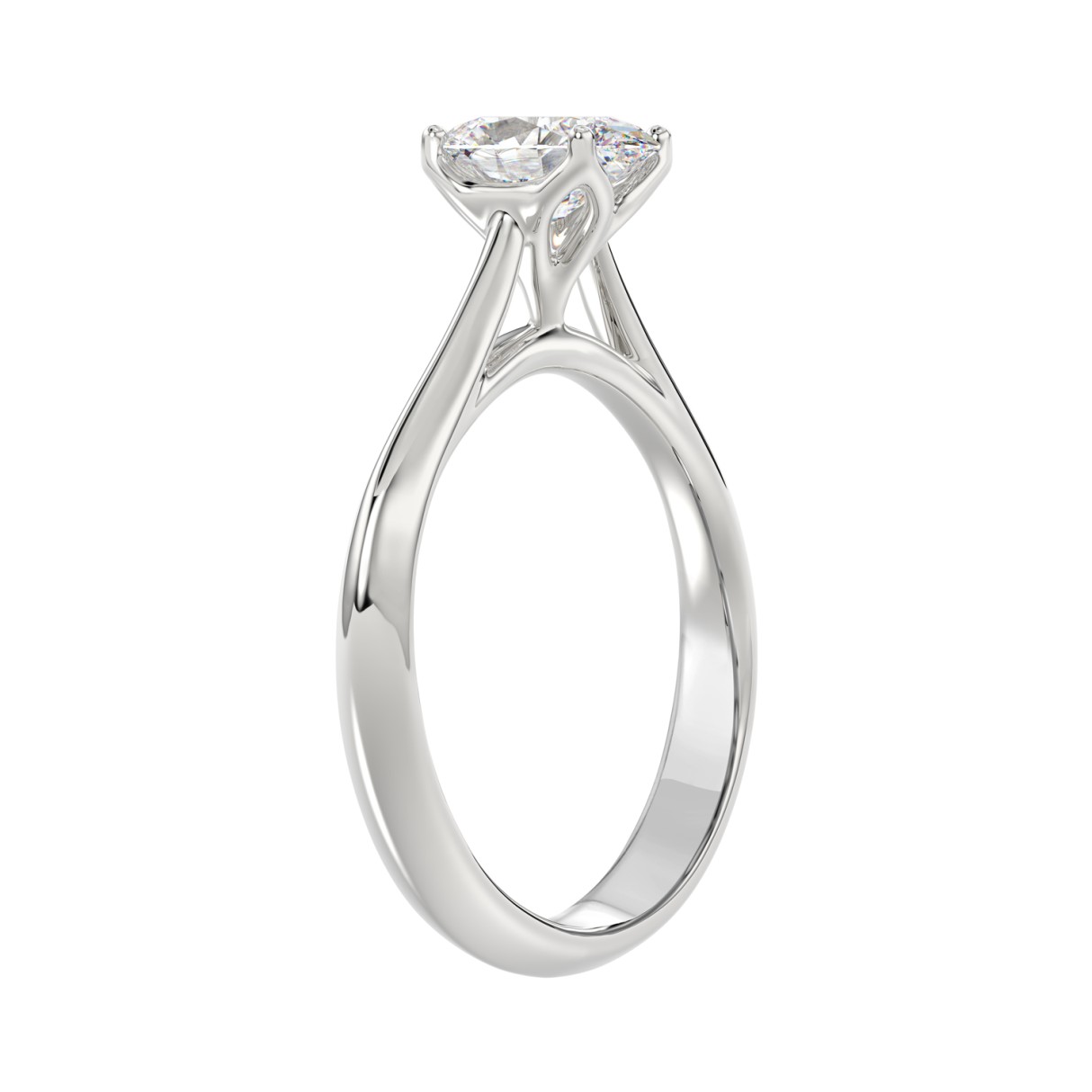 LADIES SOLITAIRE RING 1CT OVAL DIAMOND 14K WHITE GOLD