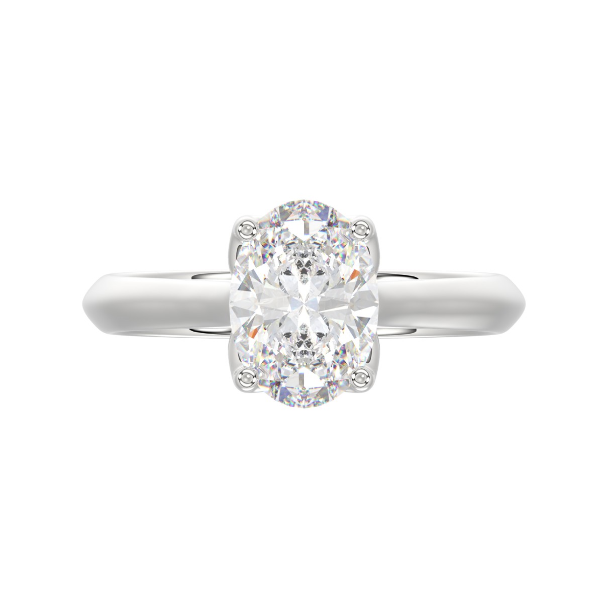 LADIES SOLITAIRE RING 1CT OVAL DIAMOND 14K WHITE GOLD