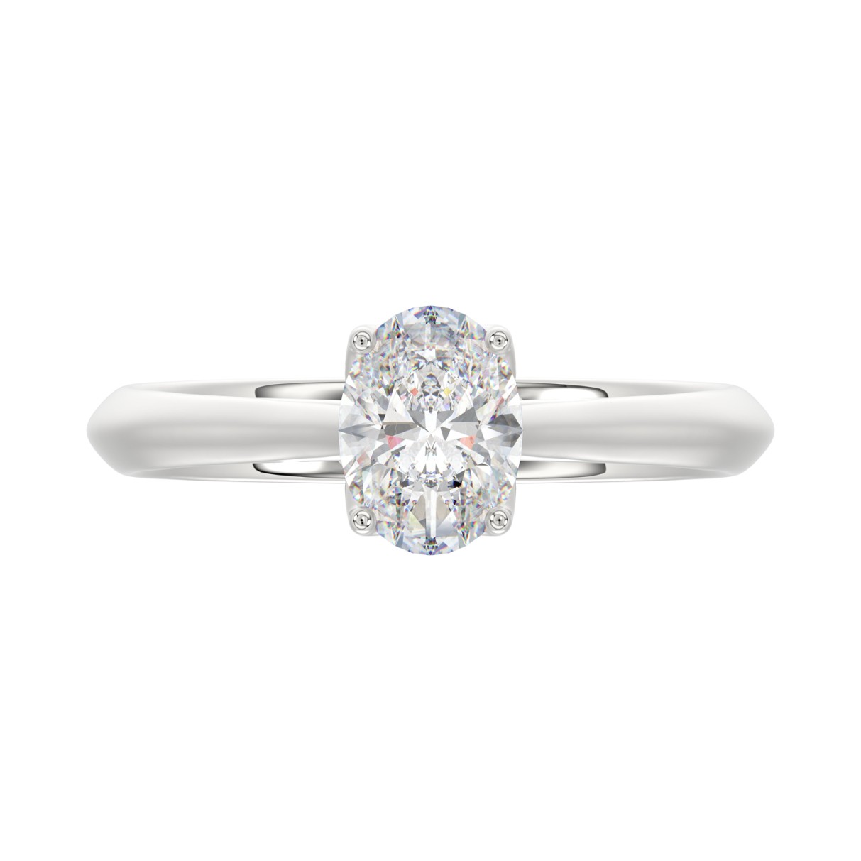 LADIES SOLITAIRE RING 1CT OVAL DIAMOND 14K WHITE GOLD