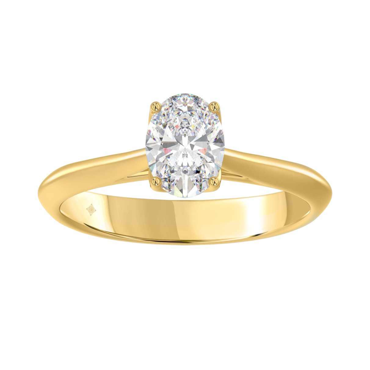 LADIES SOLITAIRE RING 1CT OVAL DIAMOND 14K YELLOW ...