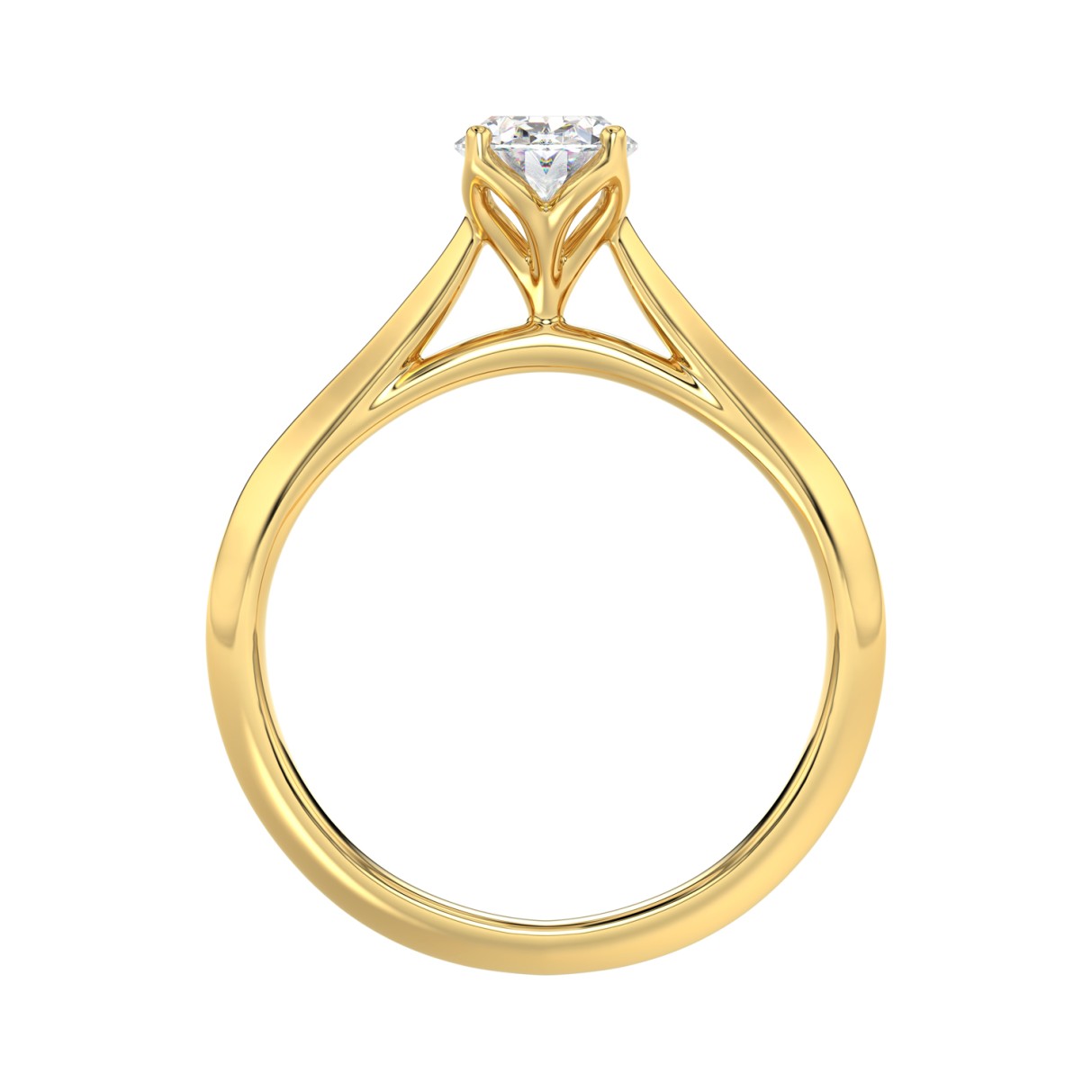 LADIES SOLITAIRE RING 1CT OVAL DIAMOND 14K YELLOW GOLD