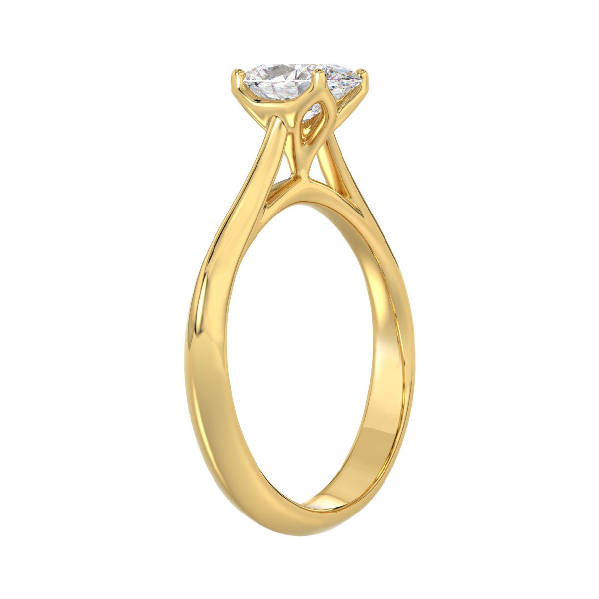 LADIES SOLITAIRE RING 1CT OVAL DIAMOND 14K YELLOW GOLD