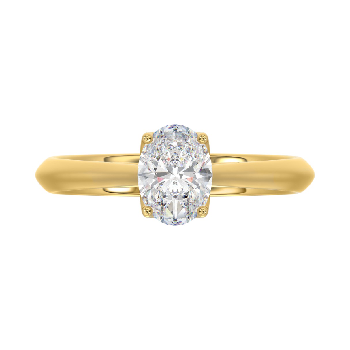 LADIES SOLITAIRE RING 1CT OVAL DIAMOND 14K YELLOW GOLD