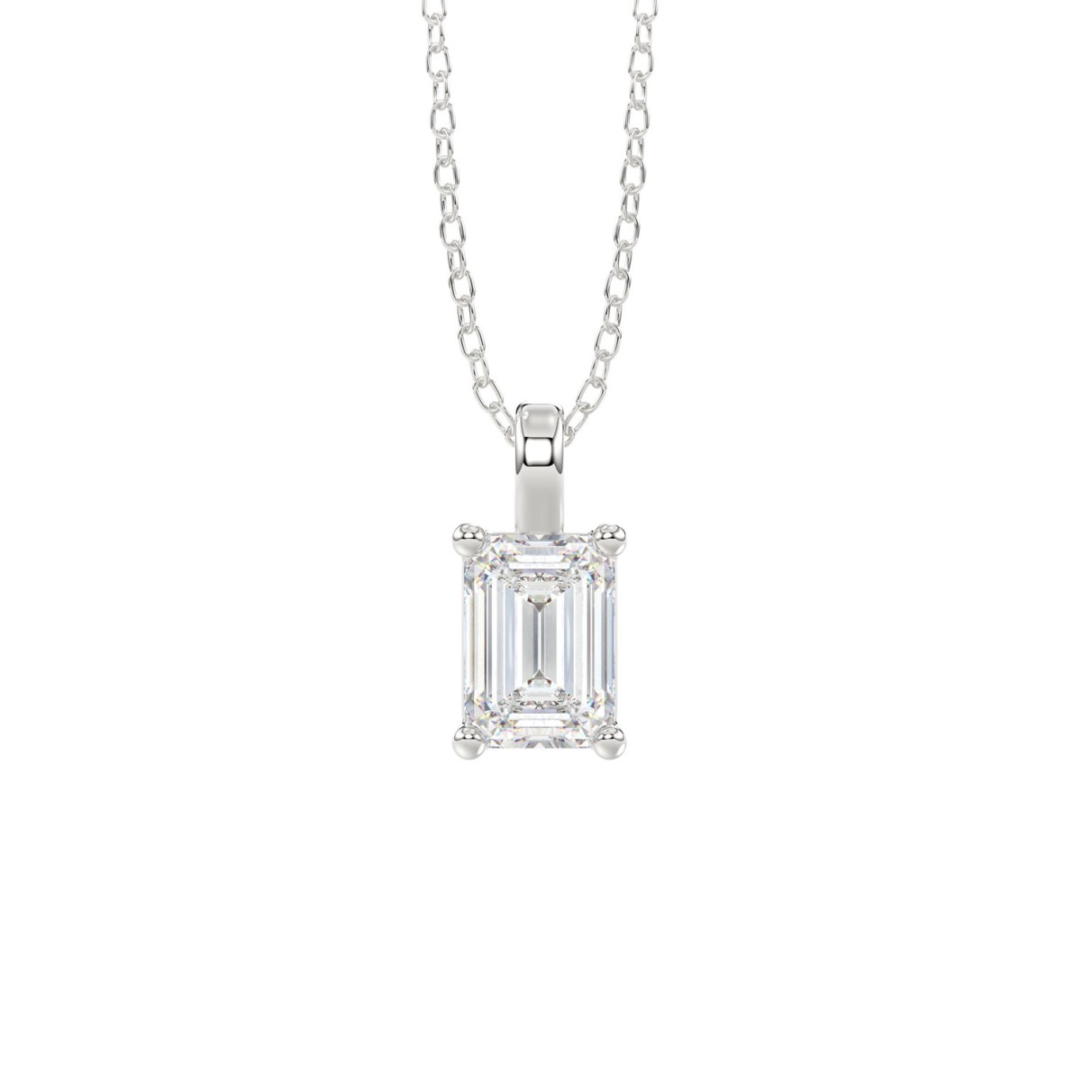 LADIES SOLITAIRE PENDANT WITH CHAIN 1CT EMERALD DI...