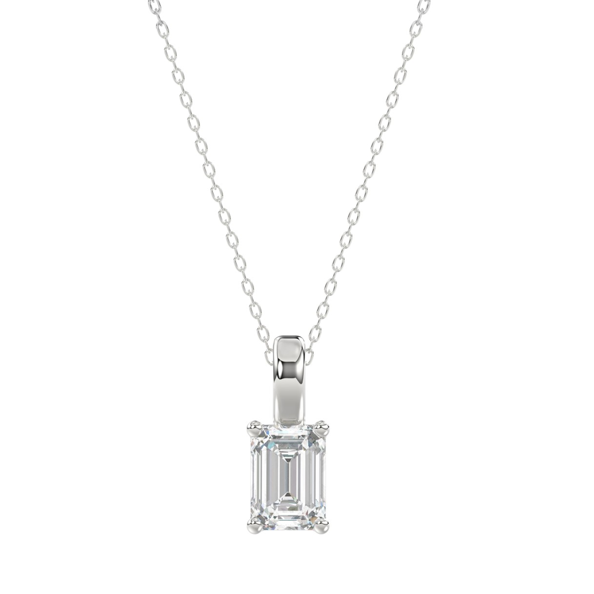 LADIES SOLITAIRE PENDANT WITH CHAIN 1CT EMERALD DI...