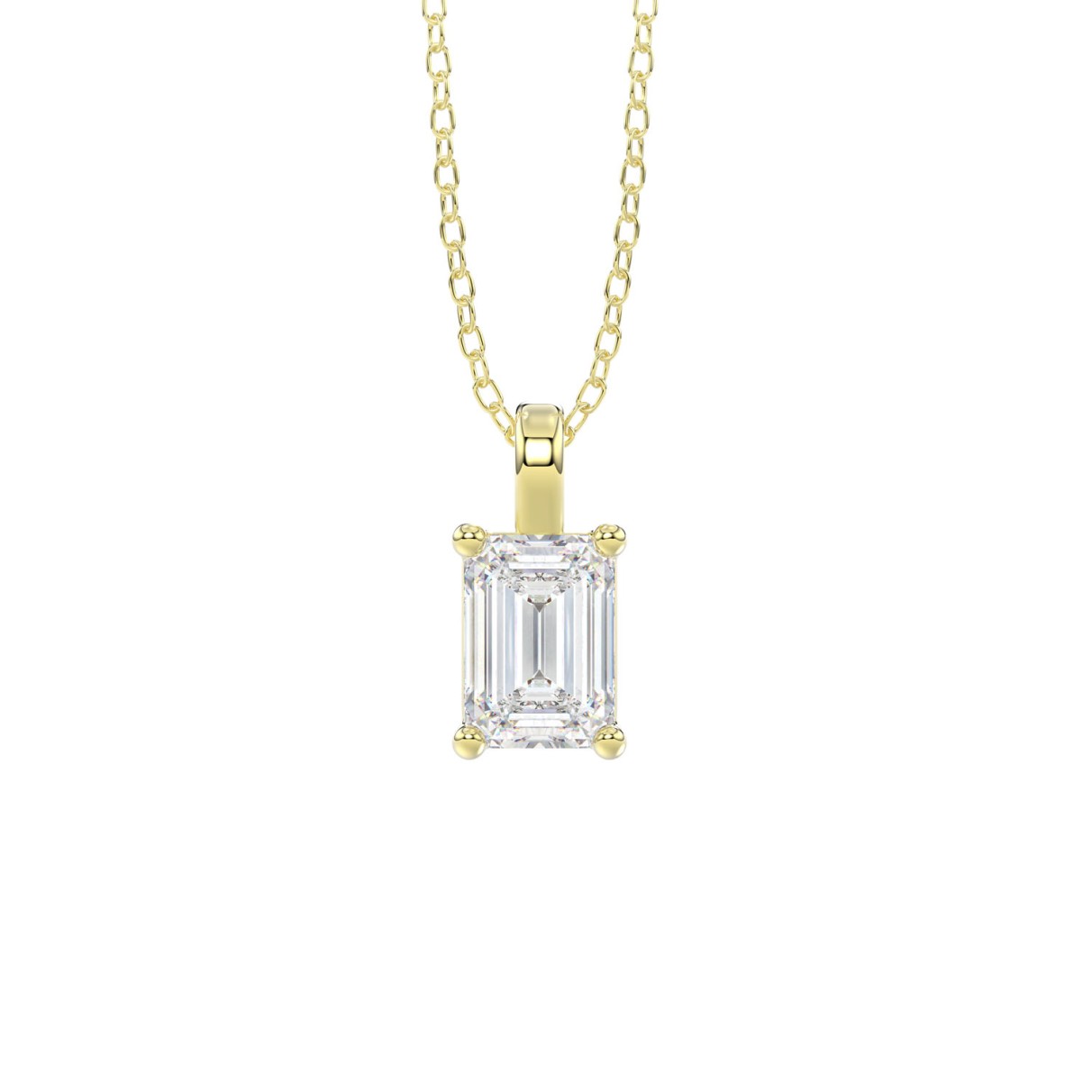 LADIES SOLITAIRE PENDANT WITH CHAIN 1CT EMERALD DI...