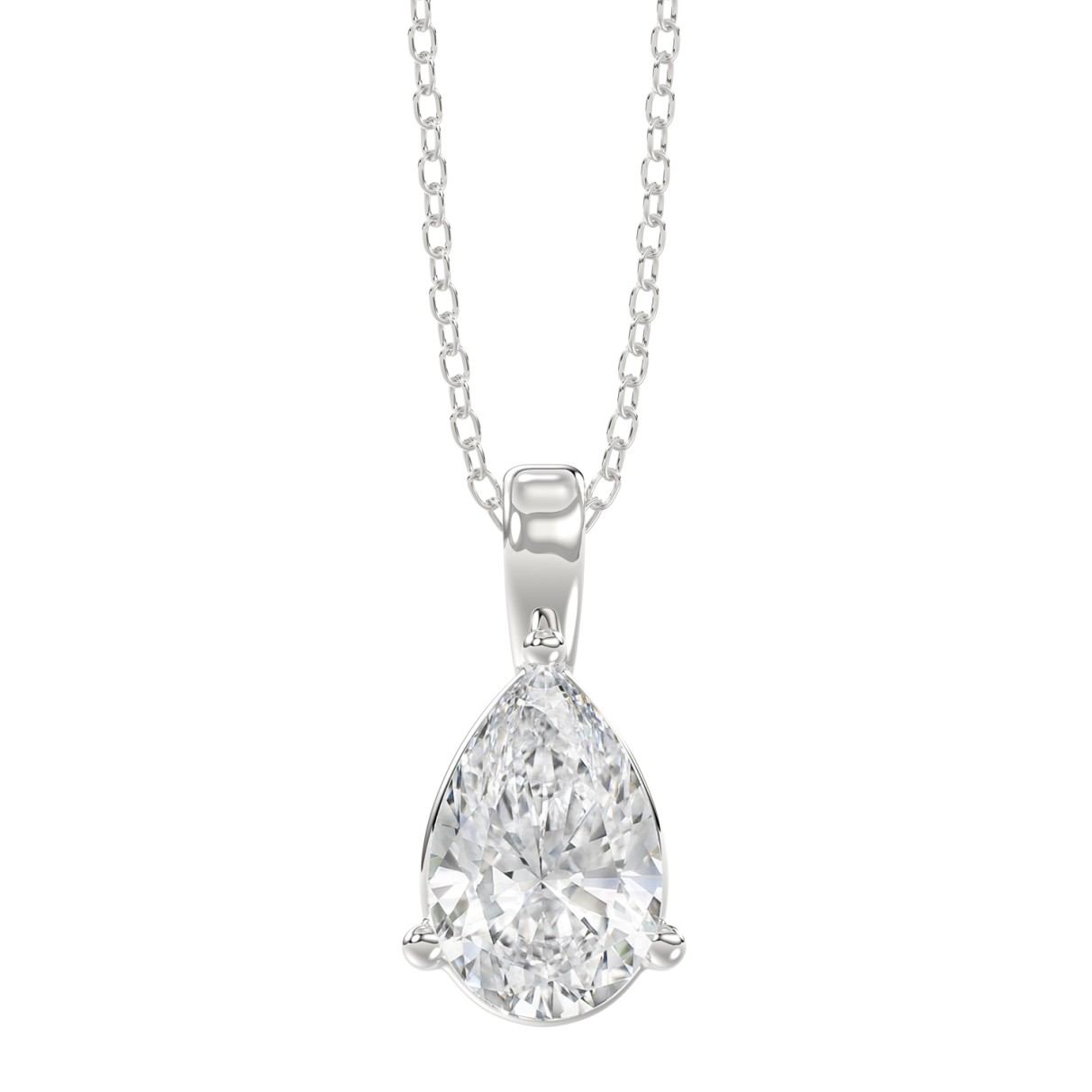 LADIES SOLITAIRE PENDANT WITH CHAIN 1CT PEAR DIAMO...