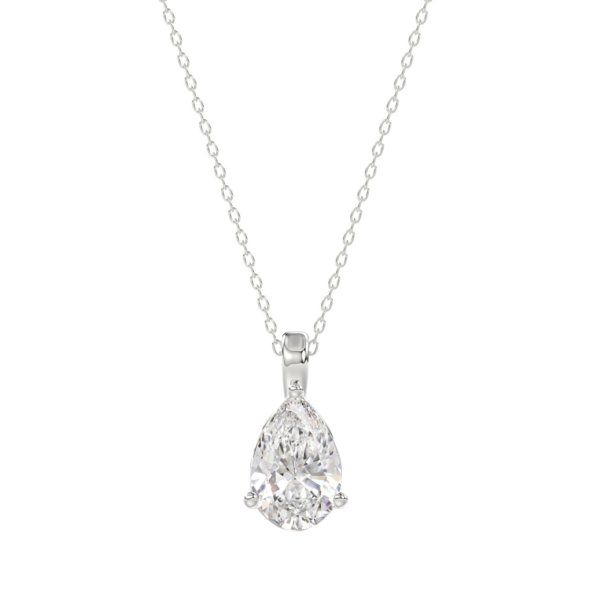 LADIES SOLITAIRE PENDANT WITH CHAIN 1CT PEAR DIAMO...
