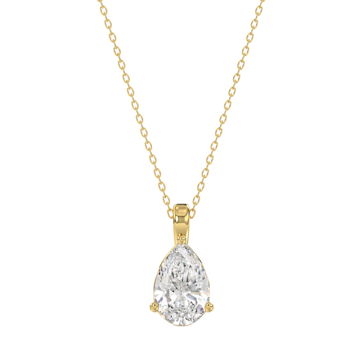 LADIES SOLITAIRE PENDANT WITH CHAIN 1CT PEAR DIAMO...