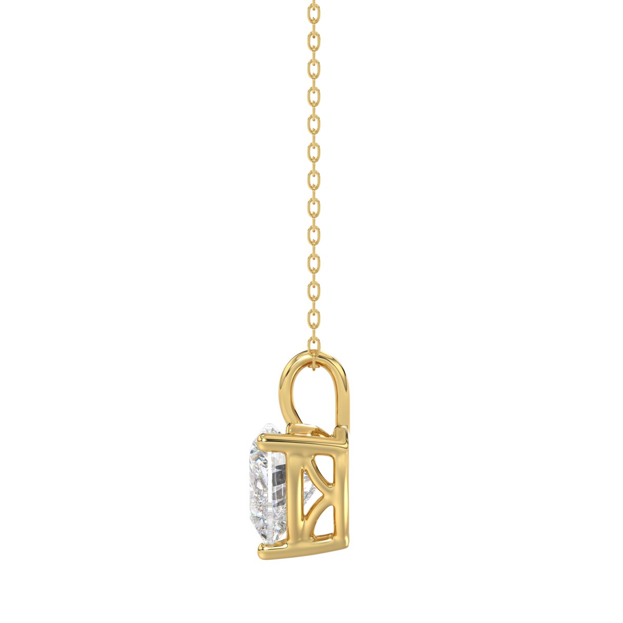 LADIES SOLITAIRE PENDANT WITH CHAIN 1CT HEART DIAMOND 14K YELLOW GOLD