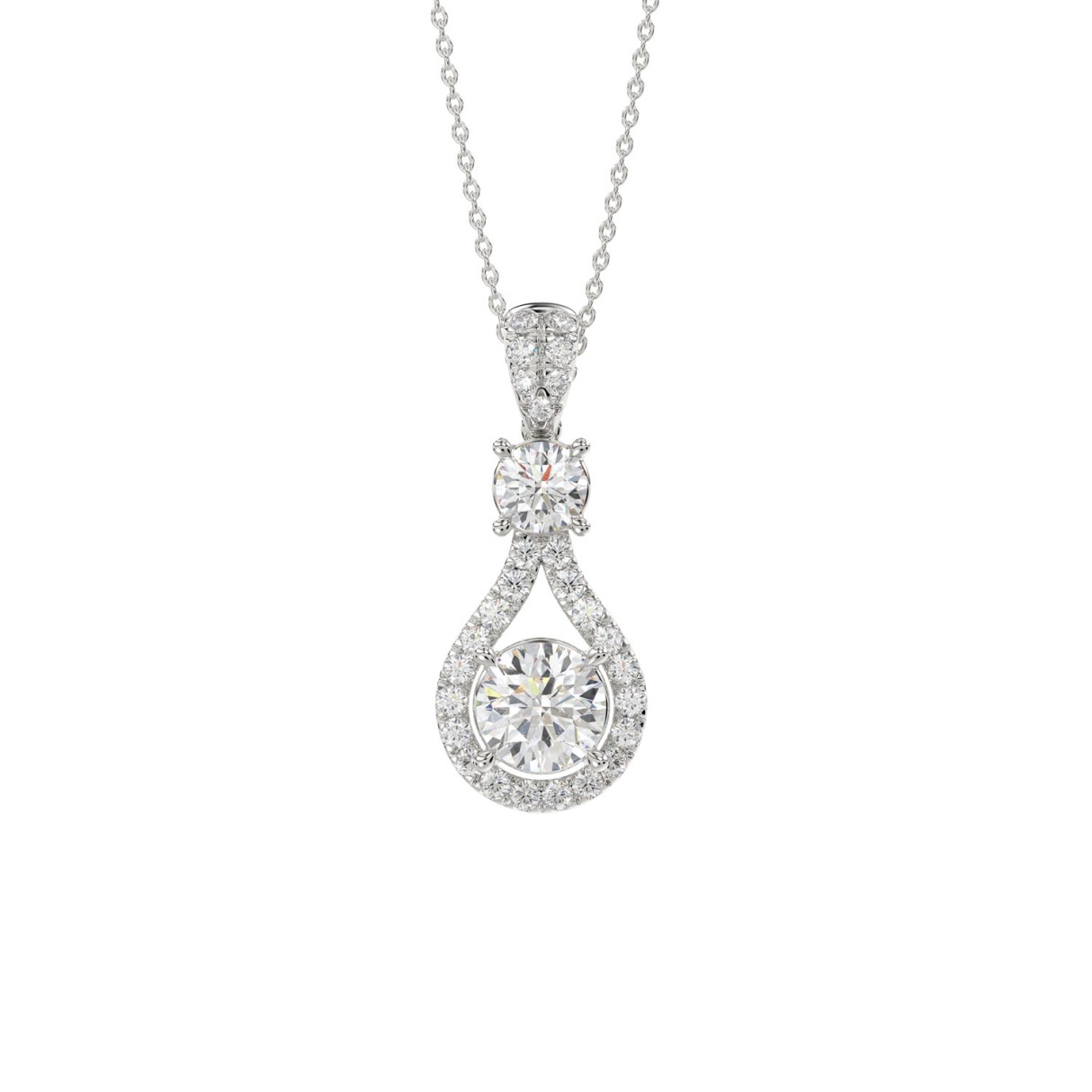 LADIES PENDANT WITH CHAIN 2 1/2CT ROUND DIAMOND 14K WHITE GOLD (CENTER STONE ROUND DIAMOND 1 1/2CT )