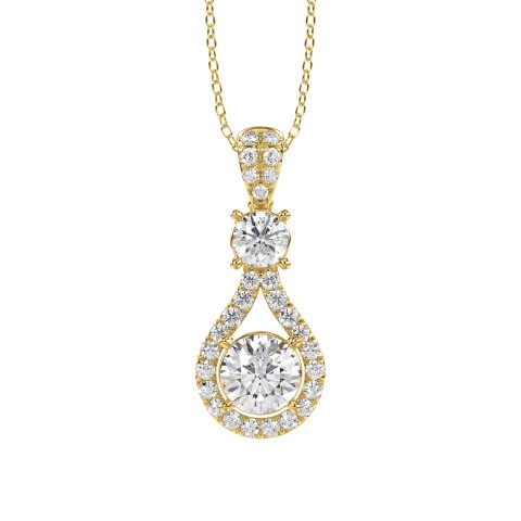 LADIES PENDANT WITH CHAIN 2 1/2CT ROUND DIAMOND 14K YELLOW GOLD (CENTER STONE ROUND DIAMOND 1 1/2CT )