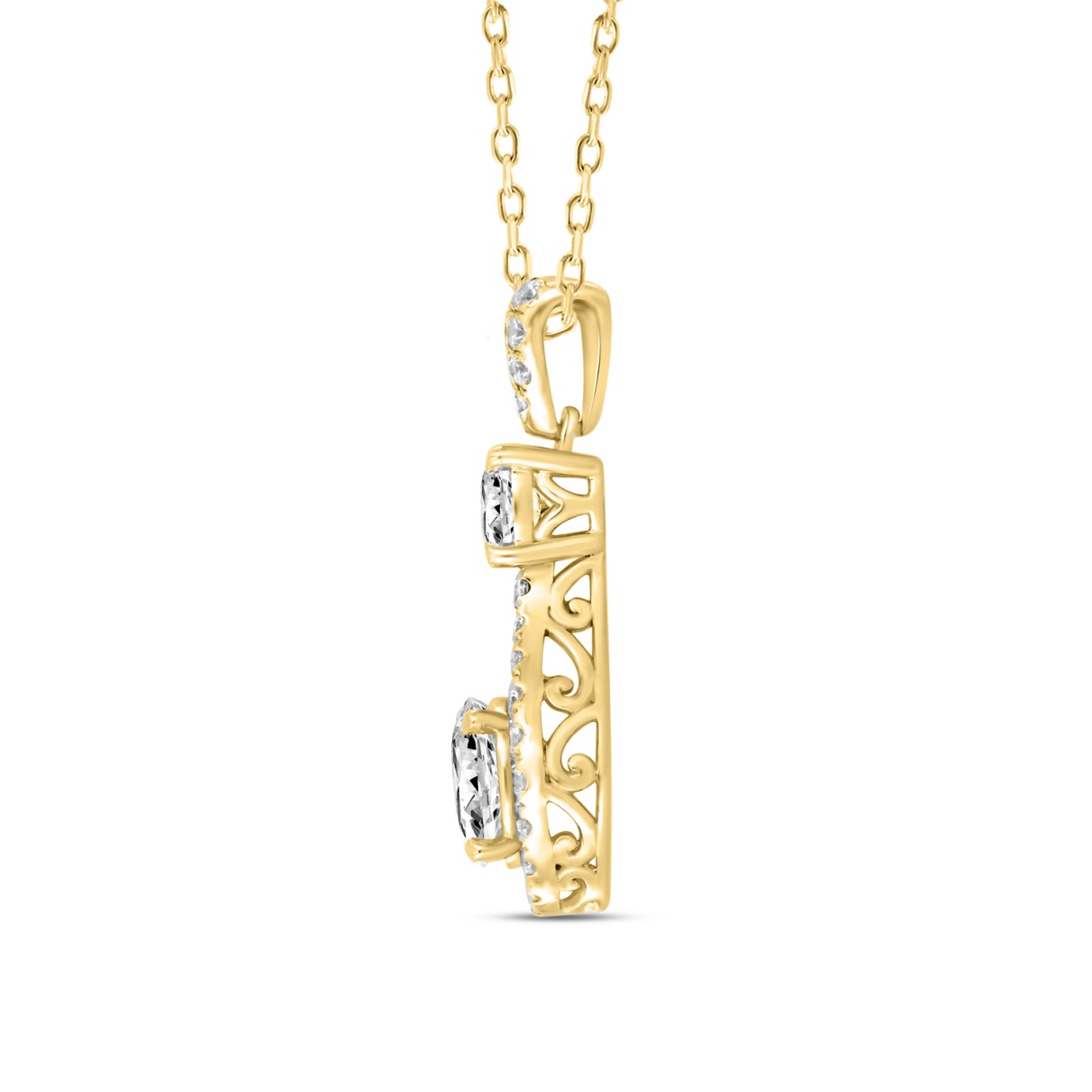 LADIES PENDANT WITH CHAIN 2 1/2CT ROUND DIAMOND 14K YELLOW GOLD (CENTER STONE ROUND DIAMOND 1 1/2CT )