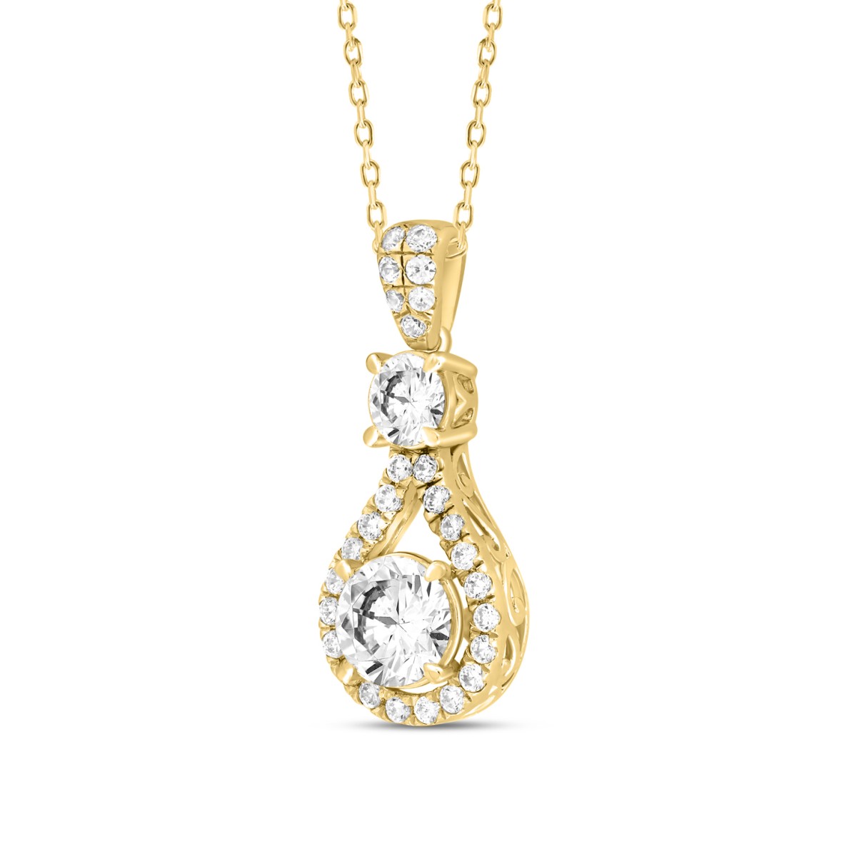 LADIES PENDANT WITH CHAIN 2 1/2CT ROUND DIAMOND 14K YELLOW GOLD (CENTER STONE ROUND DIAMOND 1 1/2CT )