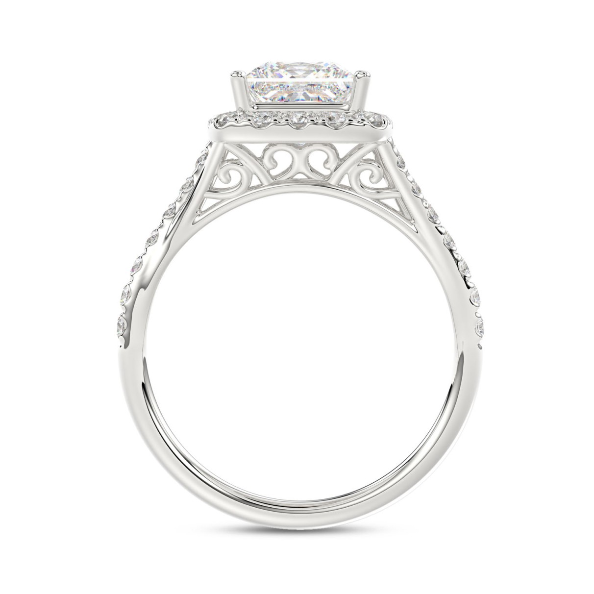 LADIES RING 2CT ROUND/PRINCESS DIAMOND 14K WHITE GOLD (CENTER STONE PRINCESS DIAMOND 1 1/2CT )