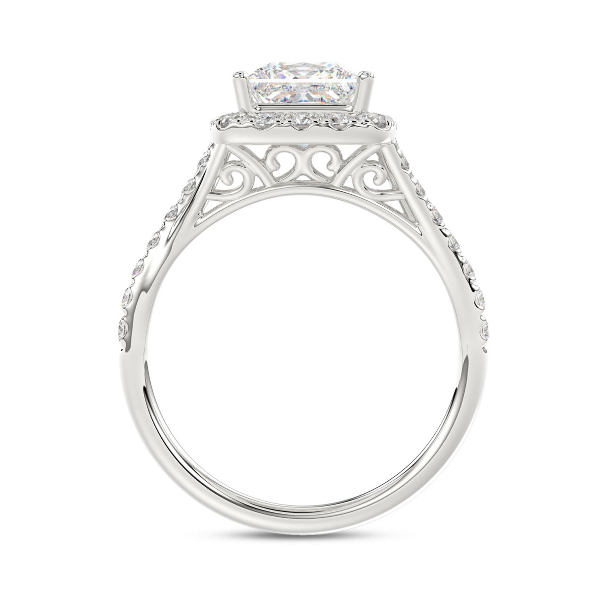 LADIES RING 2CT ROUND/PRINCESS DIAMOND 14K WHITE GOLD (CENTER STONE PRINCESS DIAMOND 1 1/2CT )