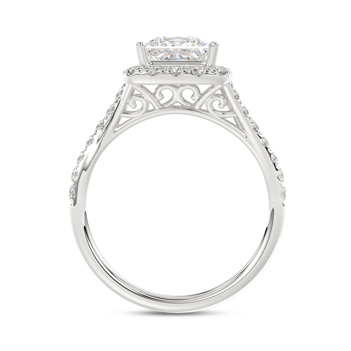 LADIES RING 2CT ROUND/PRINCESS DIAMOND 14K WHITE GOLD (CENTER STONE PRINCESS DIAMOND 1 1/2CT )