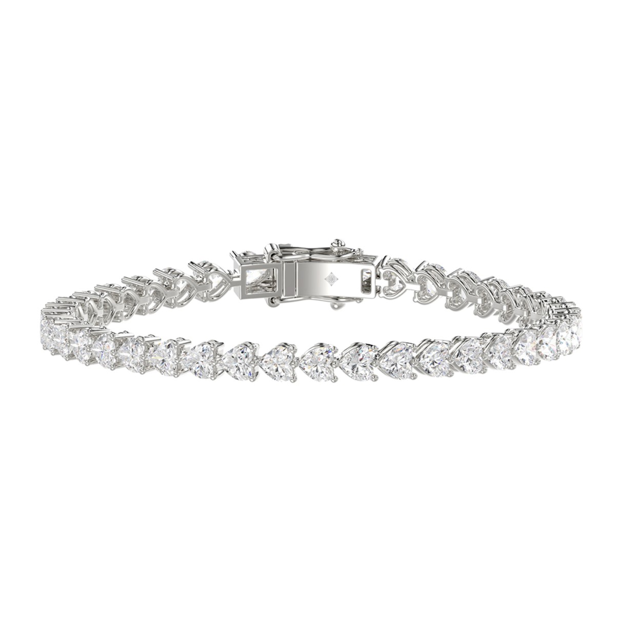 LADIES BRACELET 10CT HEART DIAMOND 14K WHITE GOLD