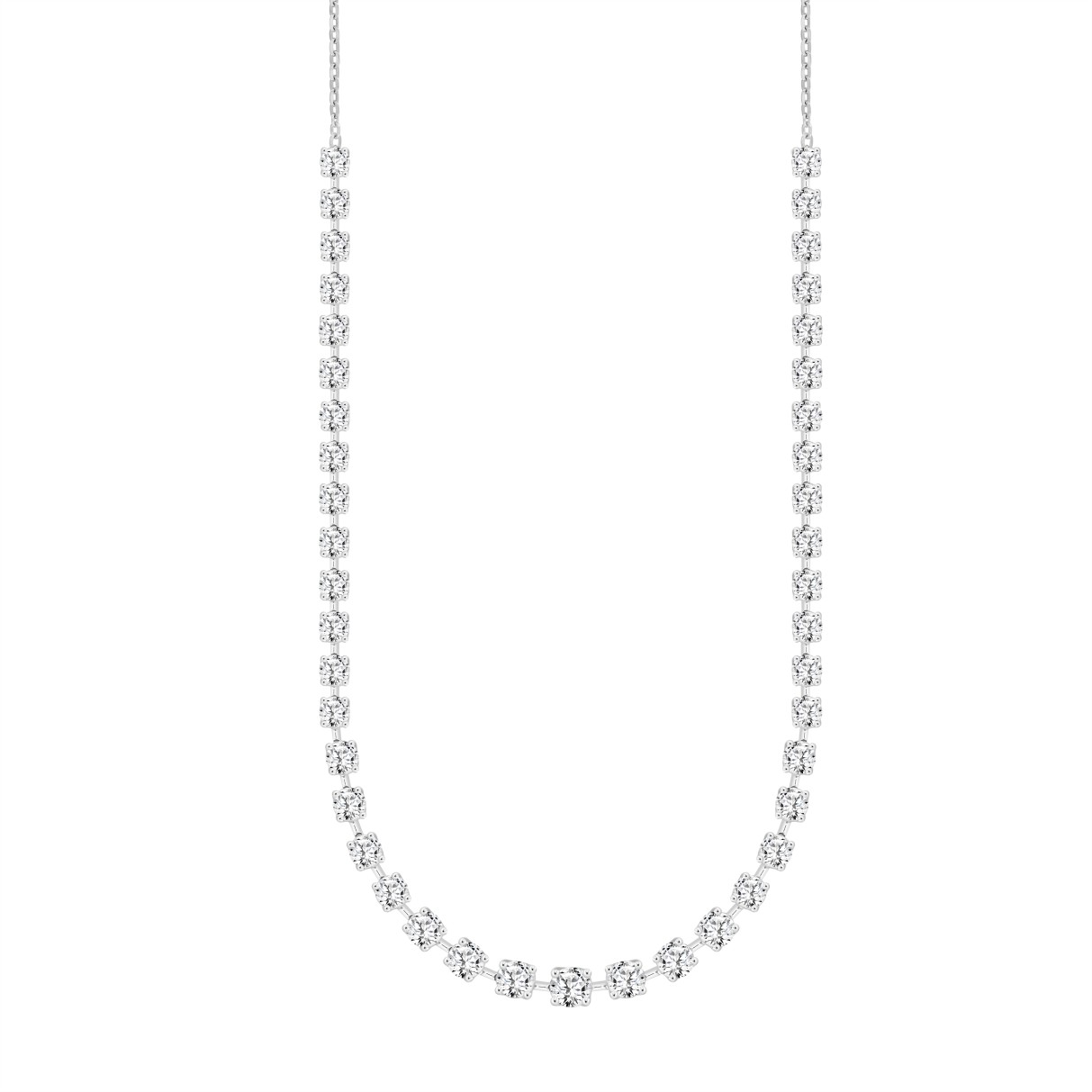 LADIES NECKLACE 13CT ROUND DIAMOND 14K WHITE GOLD