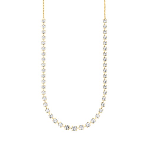 LADIES NECKLACE 13CT ROUND DIAMOND 14K YELLOW GOLD