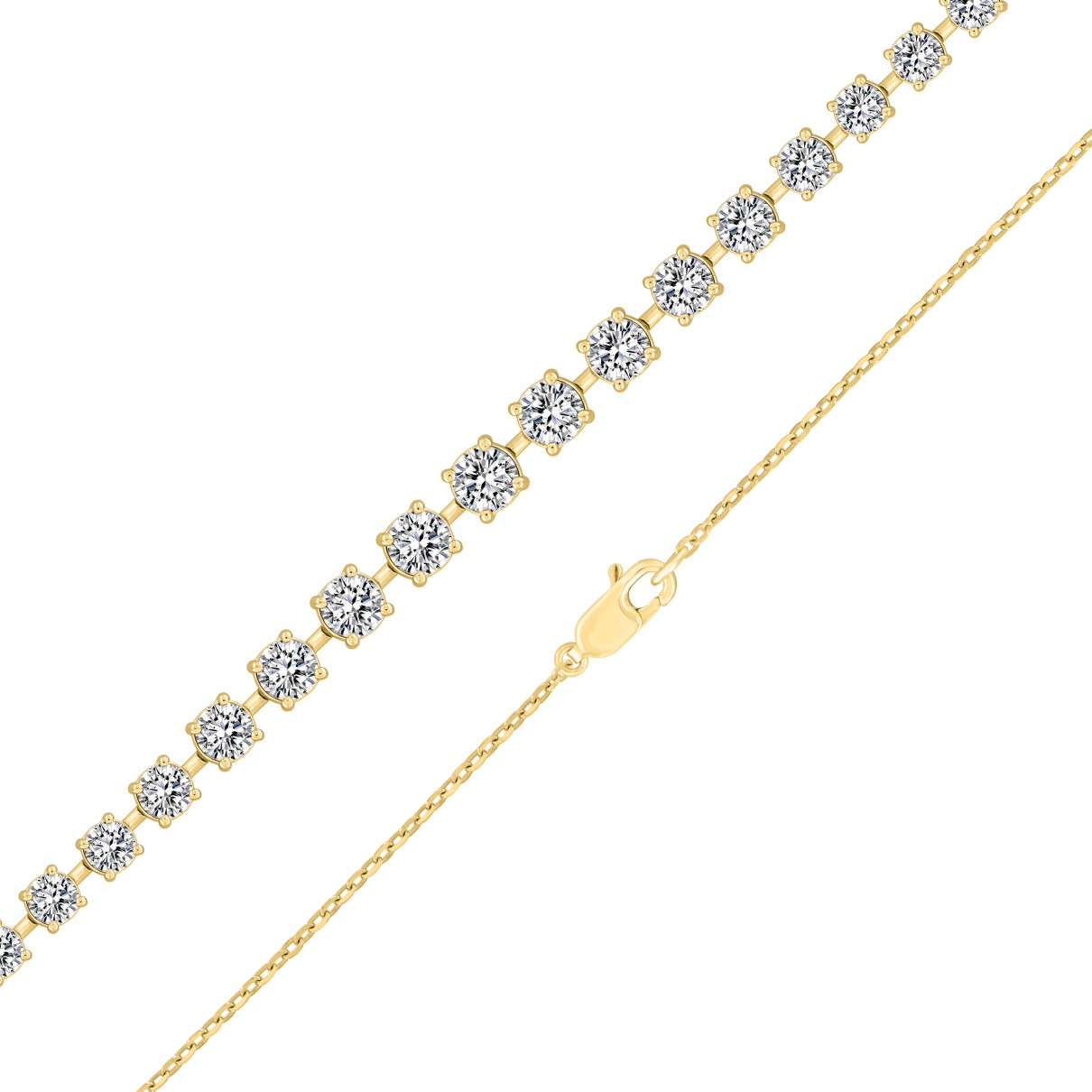 LADIES NECKLACE 13CT ROUND DIAMOND 14K YELLOW GOLD