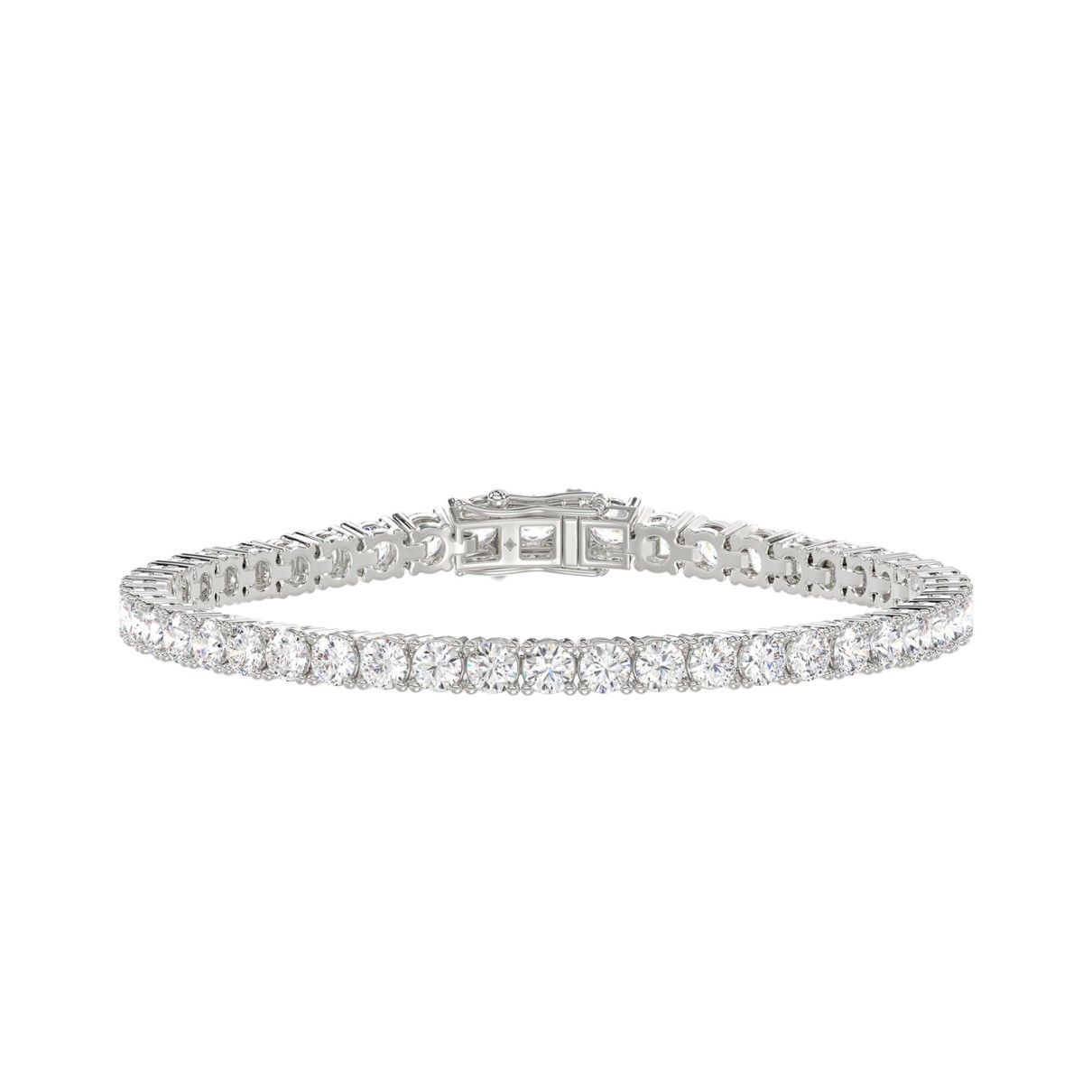 LADIES BRACELET 5CT ROUND DIAMOND 14K WHITE GOLD...