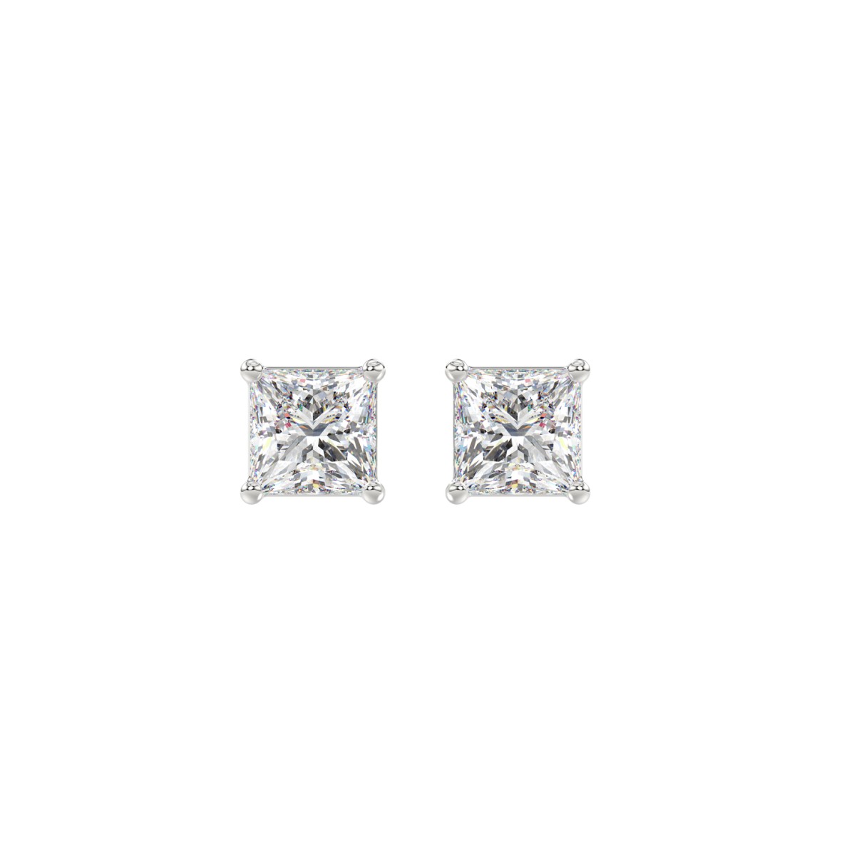 LADIES SOLITAIRE EARRINGS 1CT PRINCESS DIAMOND 14K...