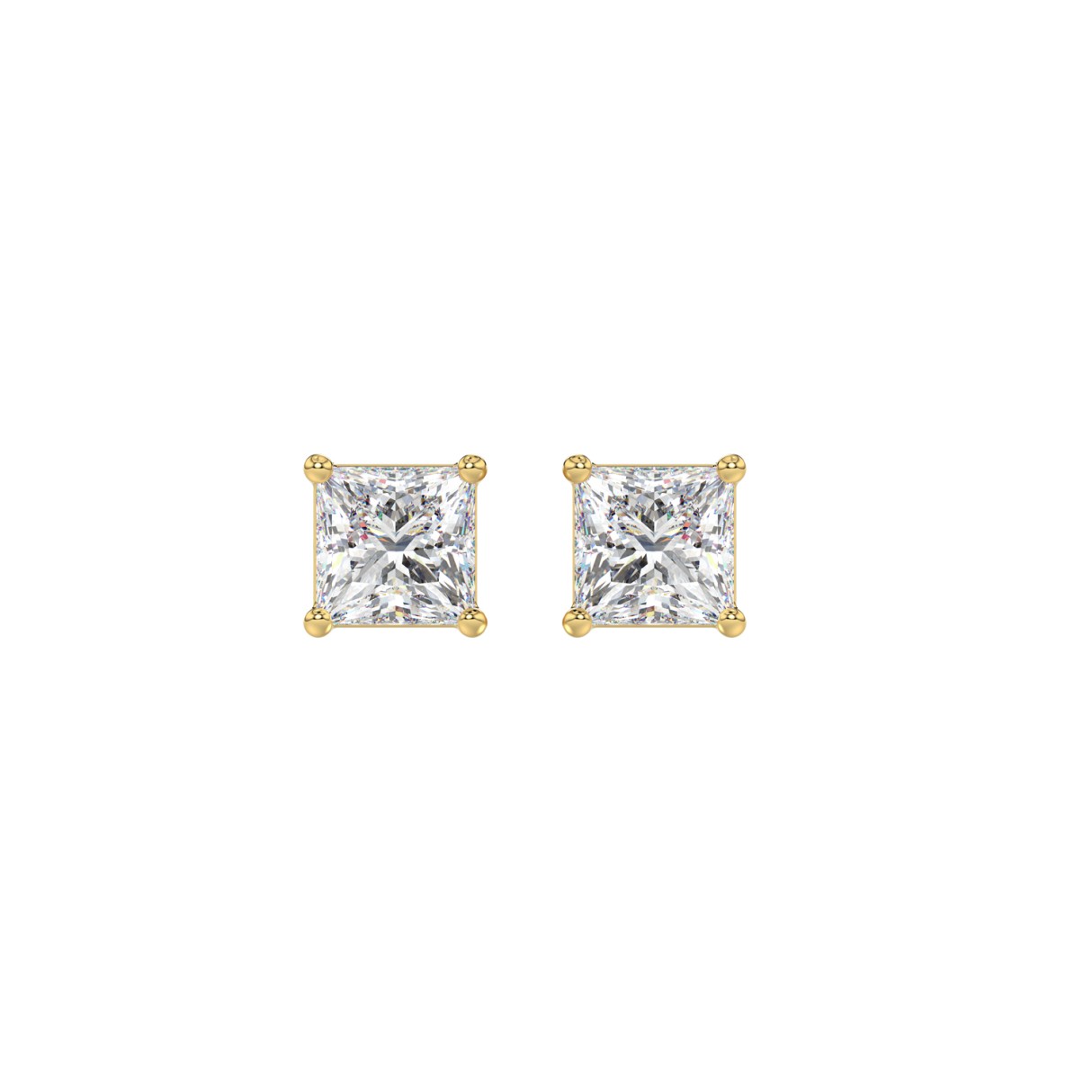 LADIES SOLITAIRE EARRINGS 1CT PRINCESS DIAMOND 14K...