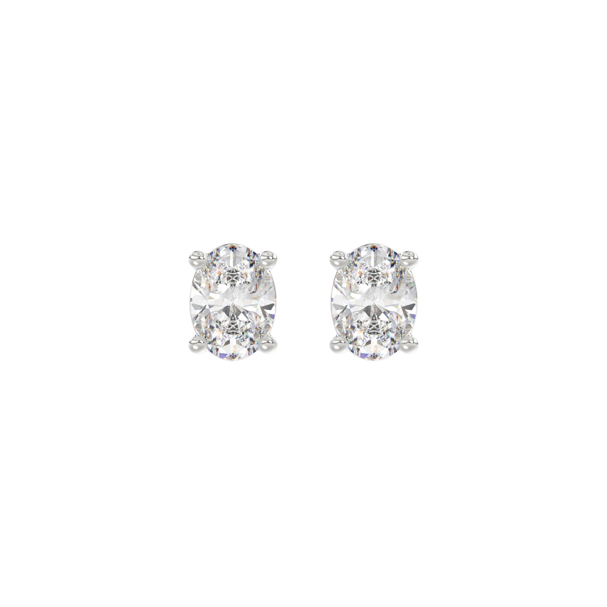 LADIES SOLITAIRE EARRINGS 1CT OVAL DIAMOND 14K WHI...