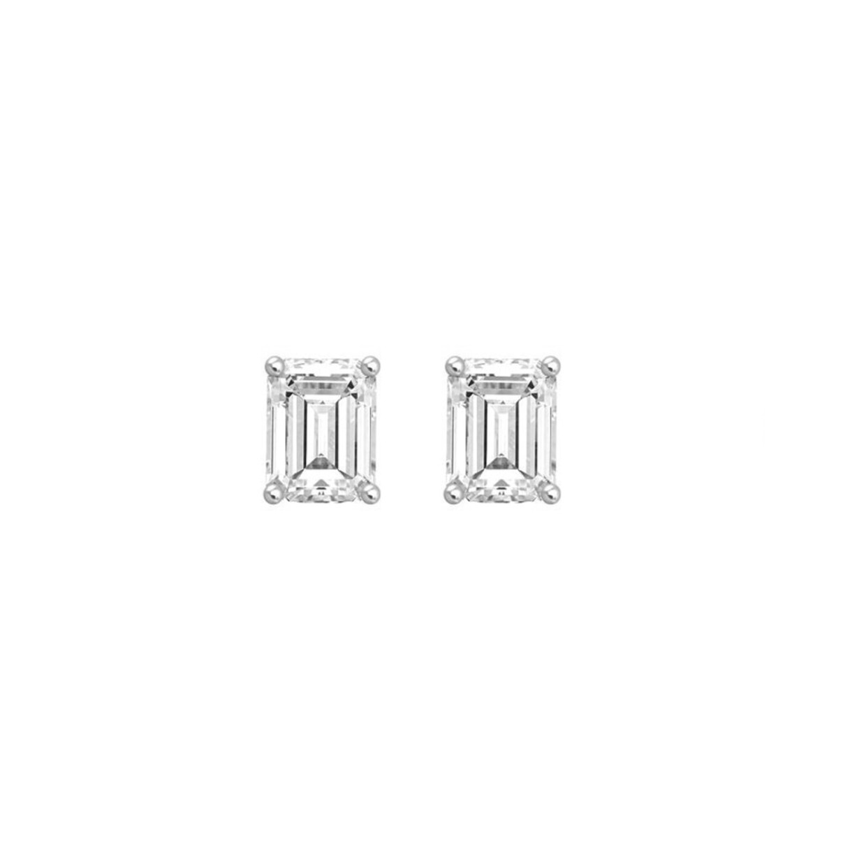 LADIES SOLITAIRE EARRINGS 1CT EMERALD DIAMOND 14K ...