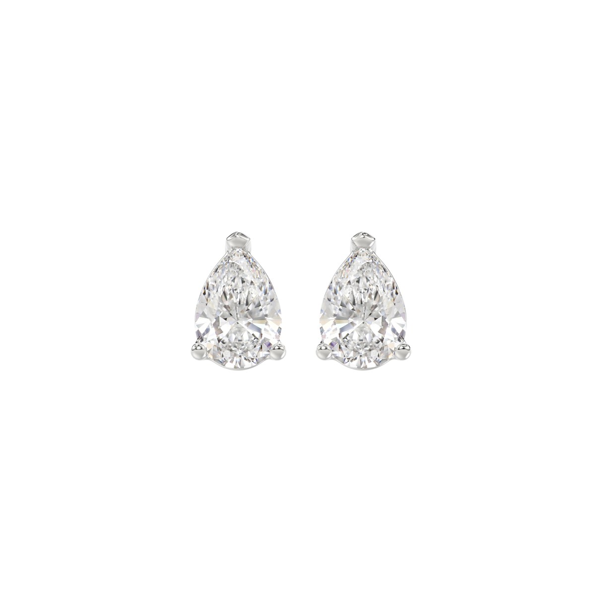 LADIES SOLITAIRE EARRINGS 1CT PEAR DIAMOND 14K WHITE GOLD