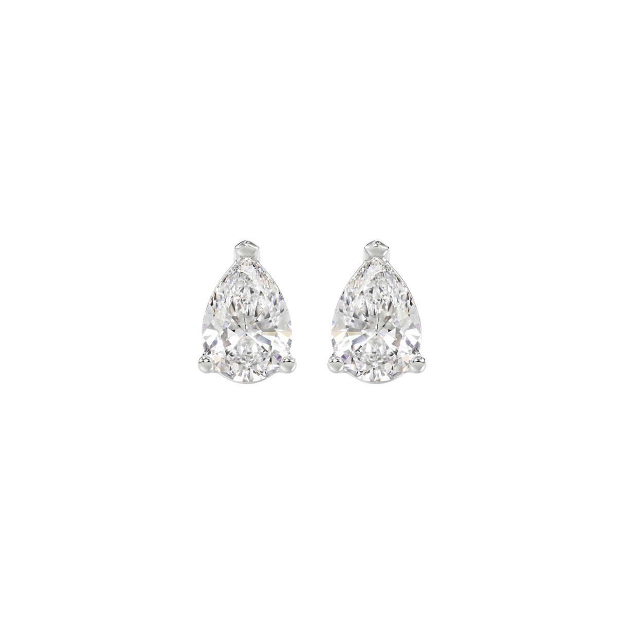 LADIES SOLITAIRE EARRINGS 1CT PEAR DIAMOND 14K WHITE GOLD