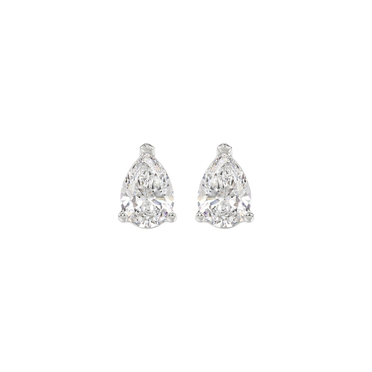 LADIES SOLITAIRE EARRINGS 1CT PEAR DIAMOND 14K WHITE GOLD