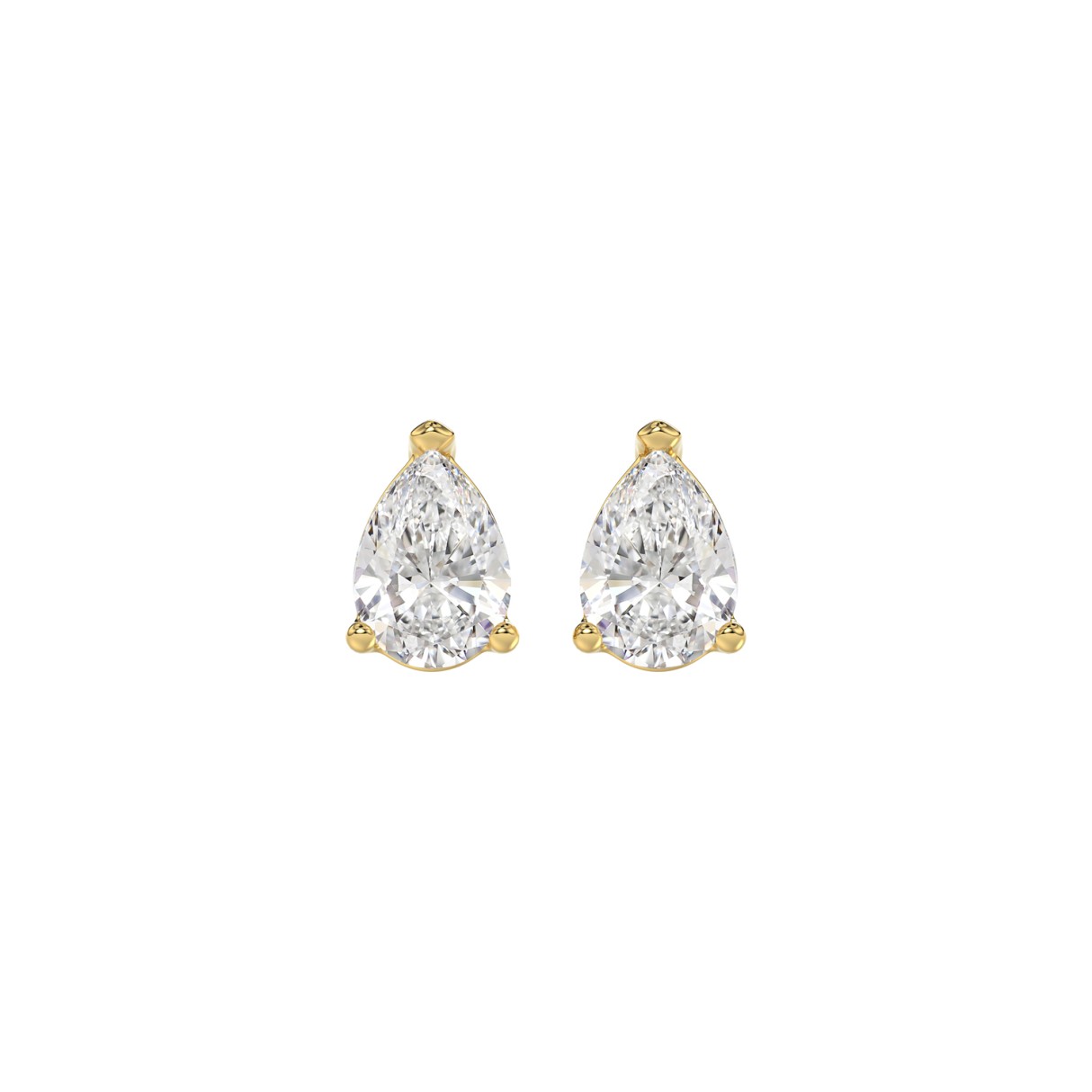 LADIES SOLITAIRE EARRINGS 1CT PEAR DIAMOND 14K YELLOW GOLD