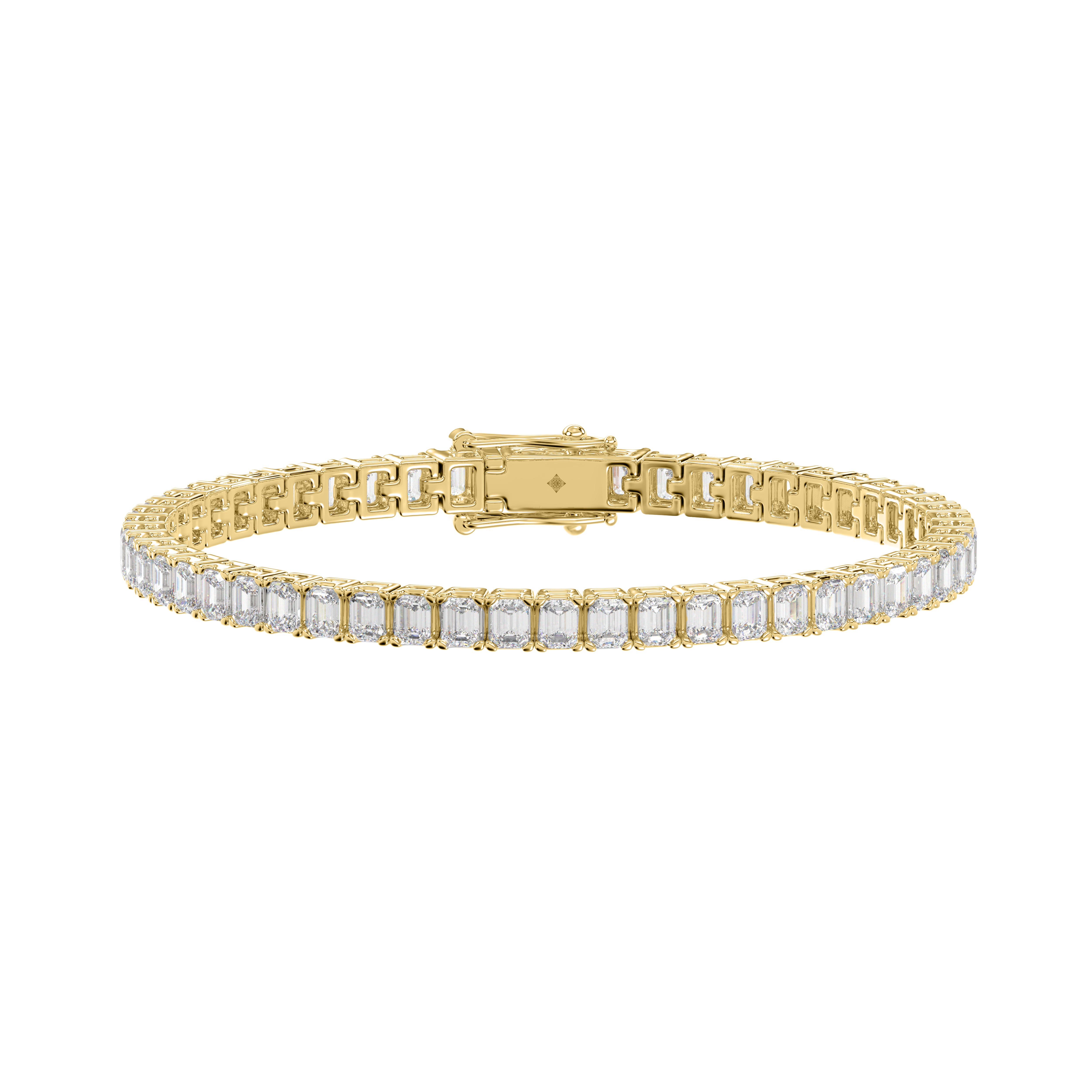 LADIES BRACELET 9CT EMERALD DIAMOND 14K YELLOW GOL...