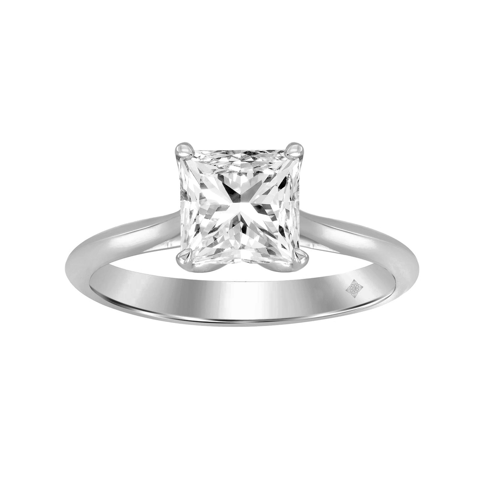 LADIES SOLITAIRE RING 2CT PRINCESS DIAMOND 14K WHI...