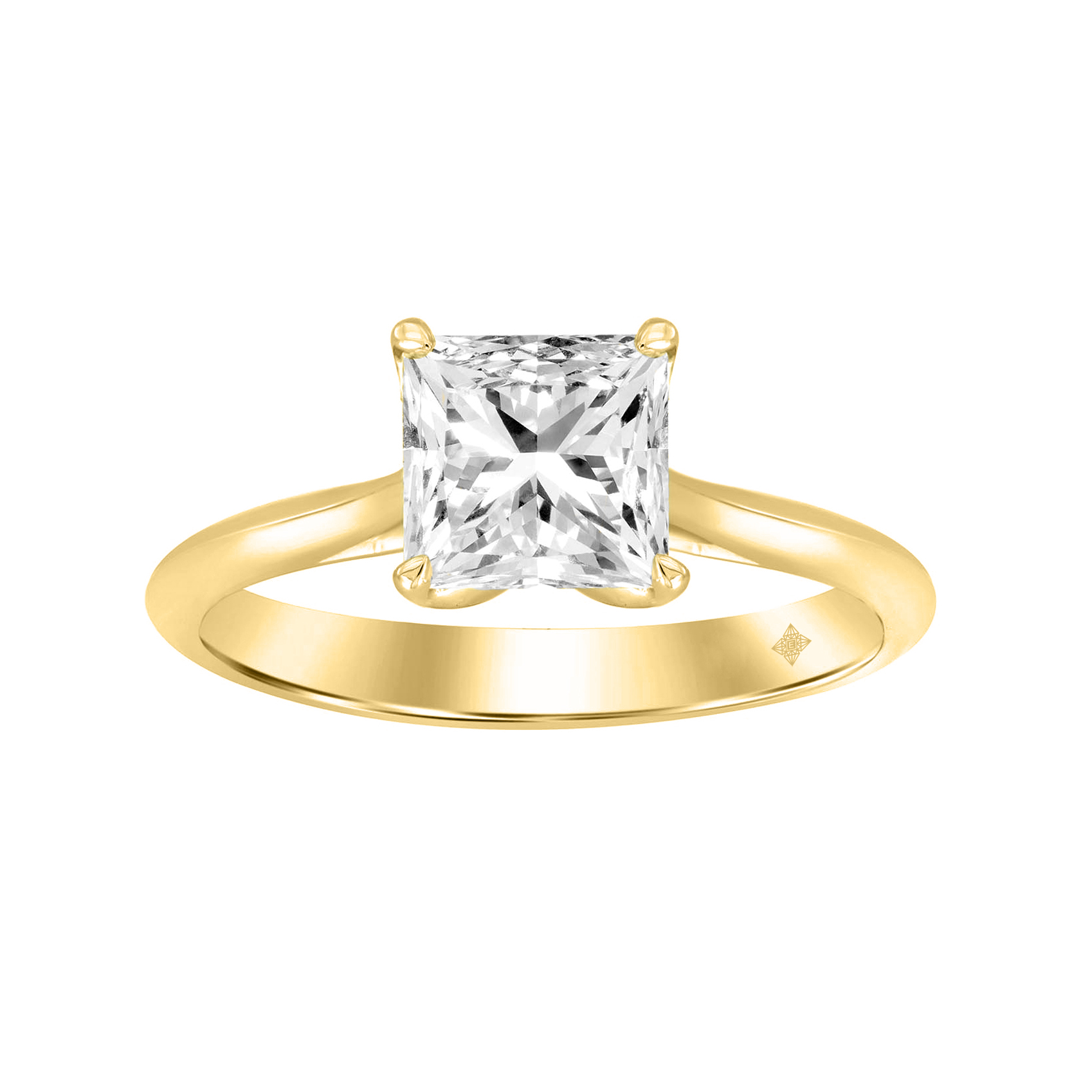 LADIES SOLITAIRE RING 2CT PRINCESS DIAMOND 14K YEL...