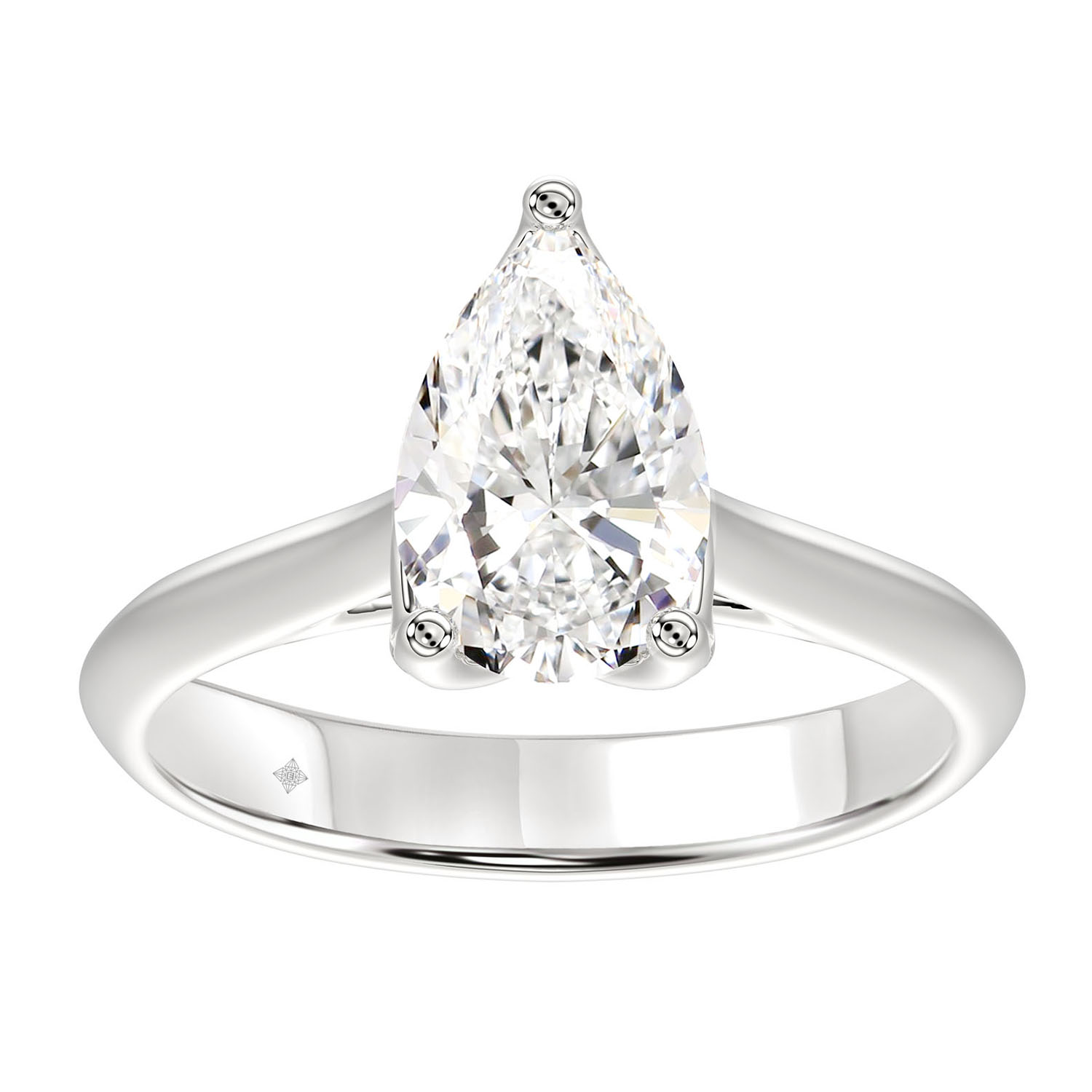 LADIES SOLITAIRE RING 2CT PEAR DIAMOND 14K WHITE G...