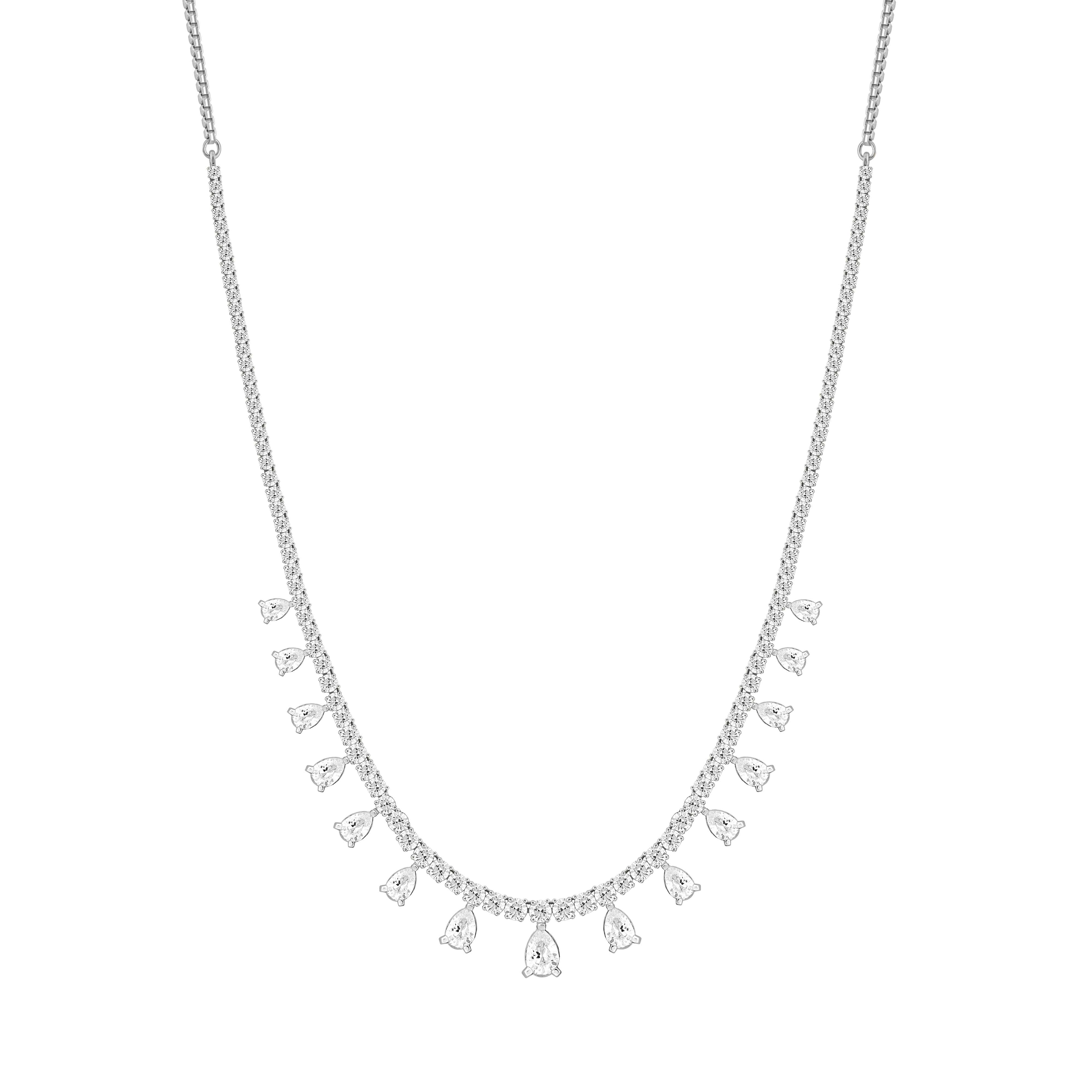 LADIES NECKLACES 5CT ROUND/PEAR DIAMOND 14K WHITE ...