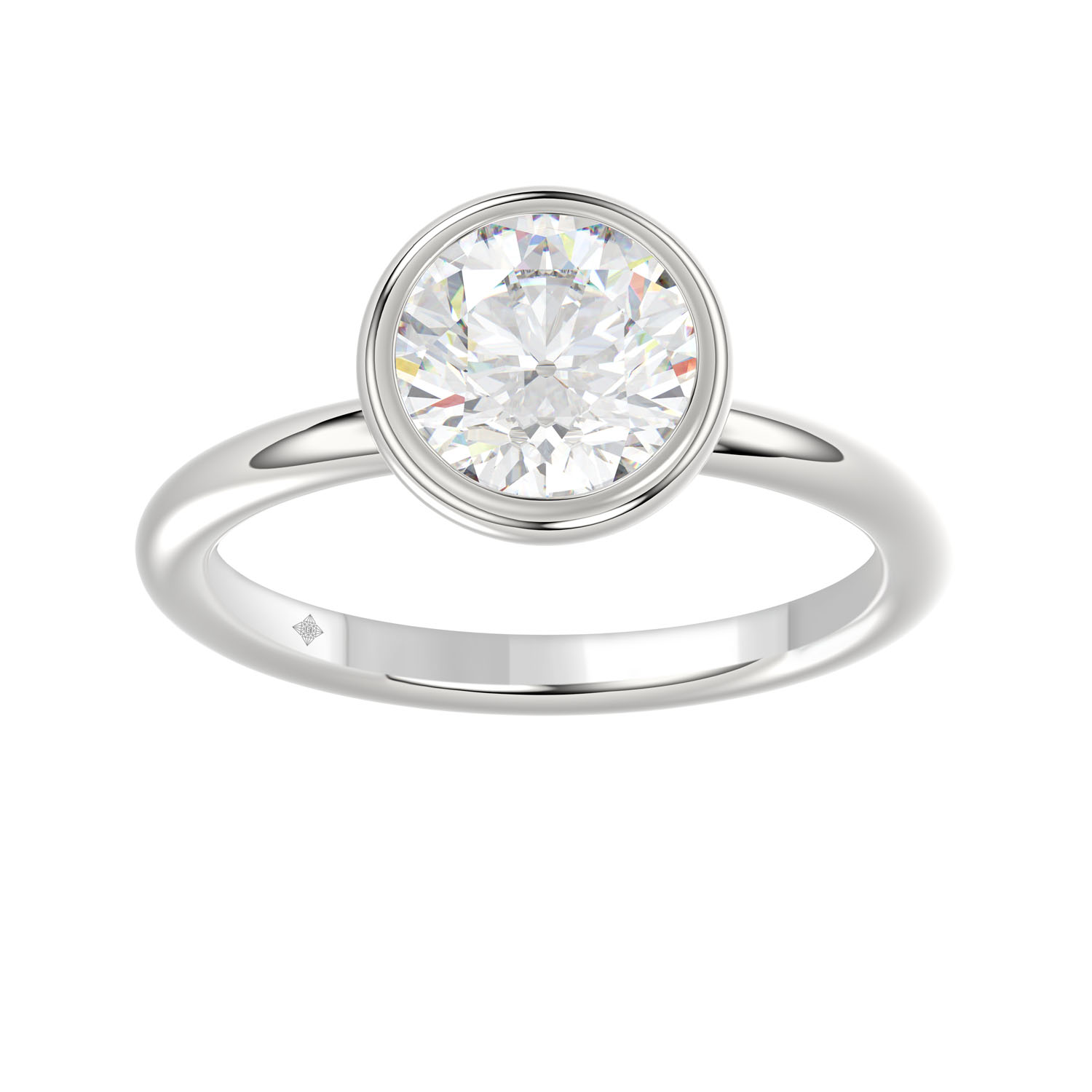 LADIES SOLITAIRE RING 2CT ROUND DIAMOND 14K WHITE ...