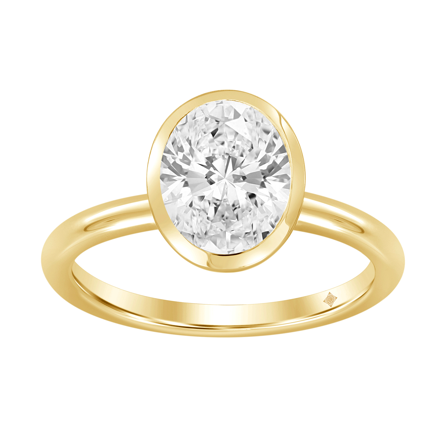 LADIES SOLITAIRE RING 2CT OVAL DIAMOND 14K YELLOW ...