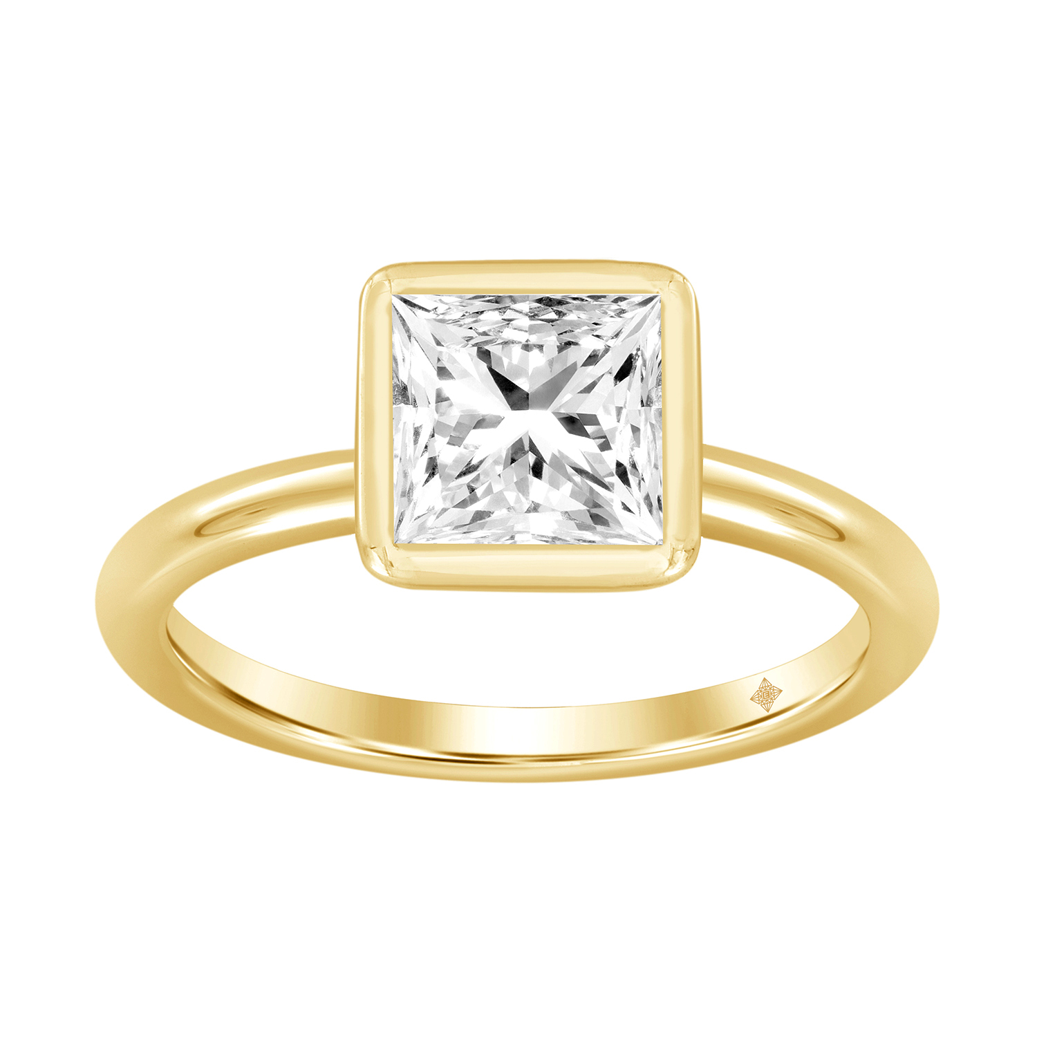 LADIES SOLITAIRE RING 2CT PRINCESS DIAMOND 14K YEL...