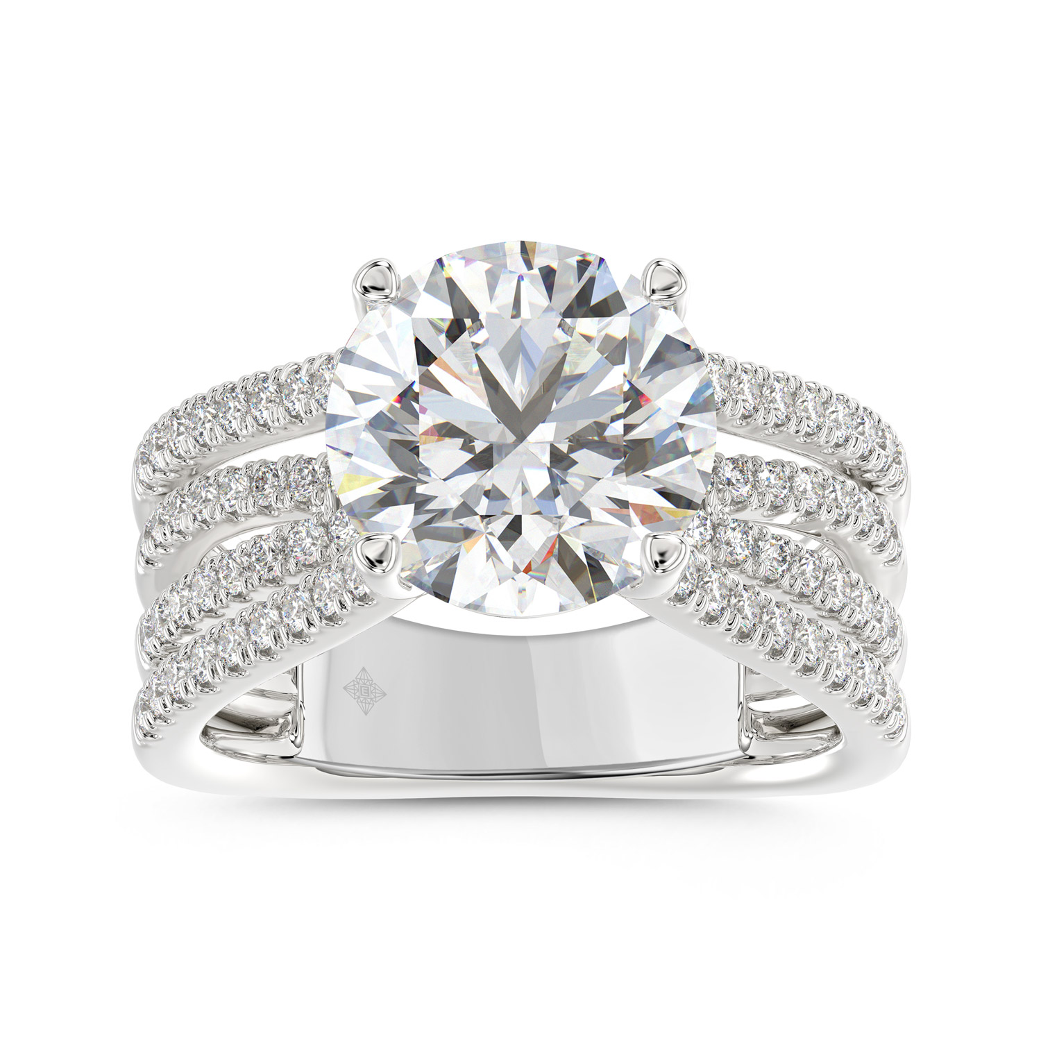 14K WHITE GOLD 3 1/2CT ROUND DIAMOND LADIES RING (...