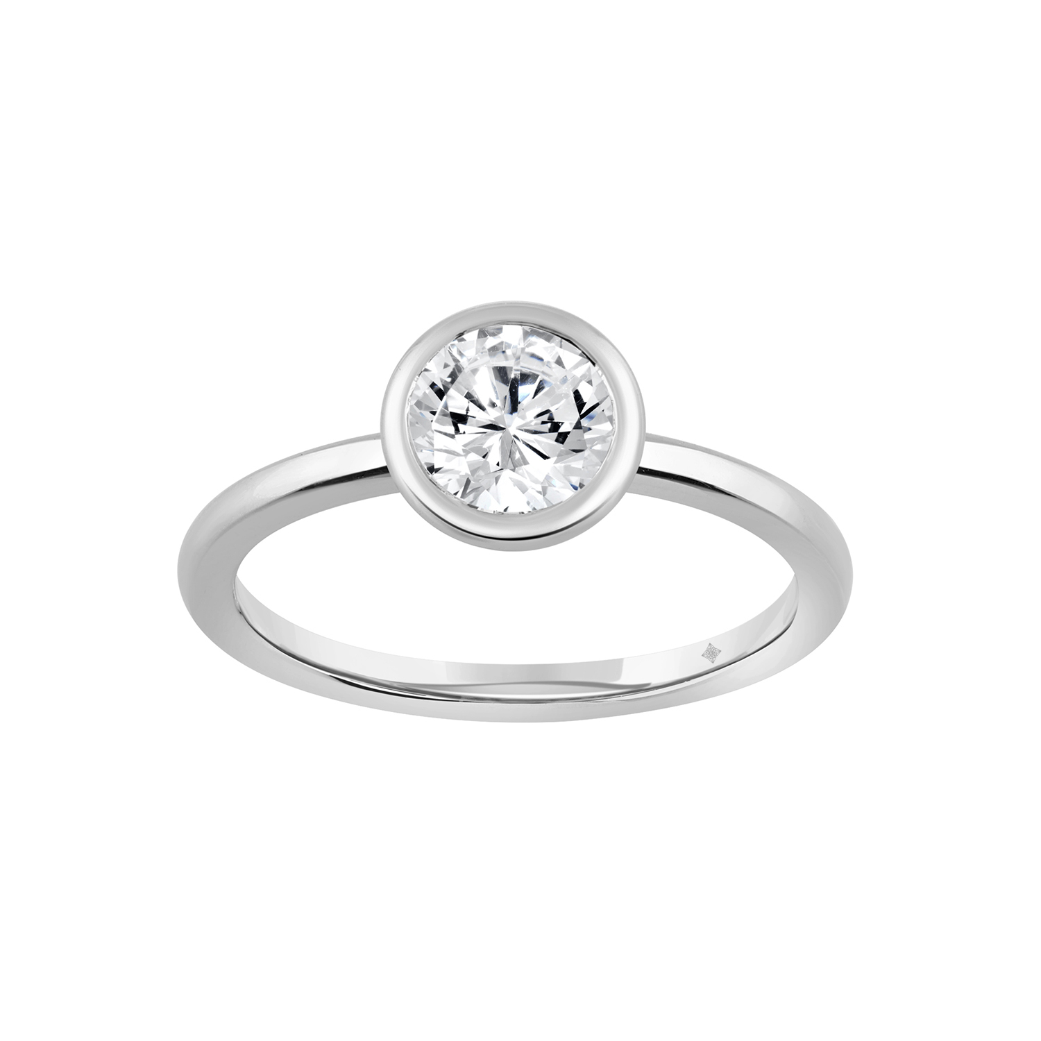 LADIES SOLITAIRE RING 1CT ROUND DIAMOND 14K WHITE ...